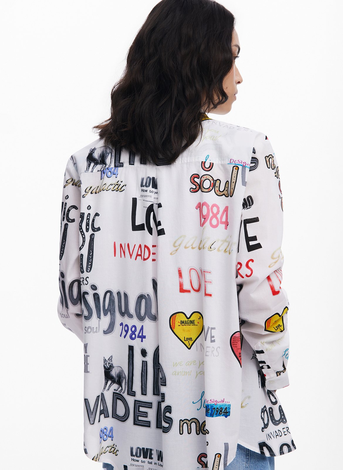 Chemise droite imprimée en coton DESIGUAL Blanc