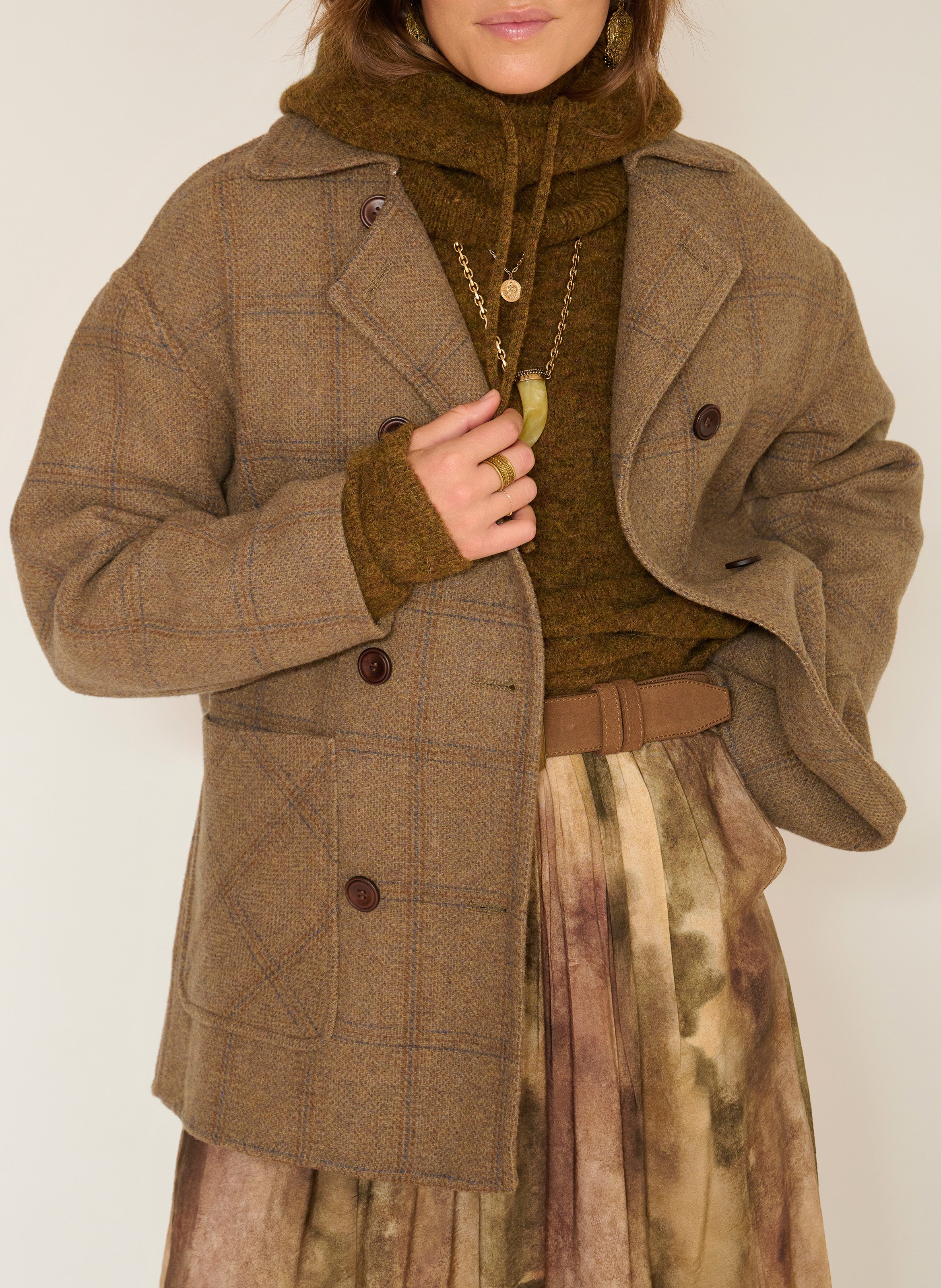 Mantel aus Woll-Mix mit klassischem Kragen MKT Braun