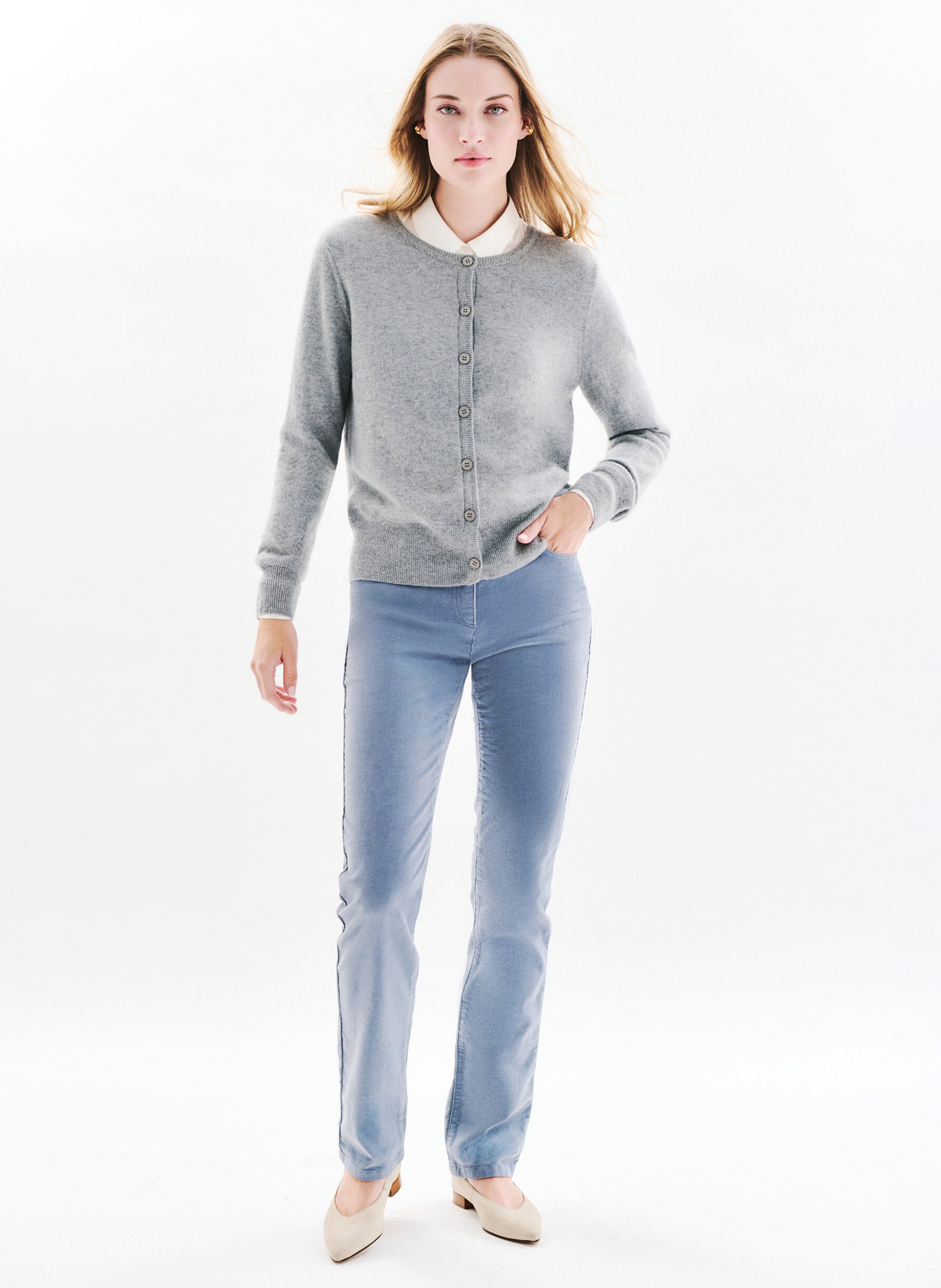 Gilet en cachemire col rond CAROLL Gris