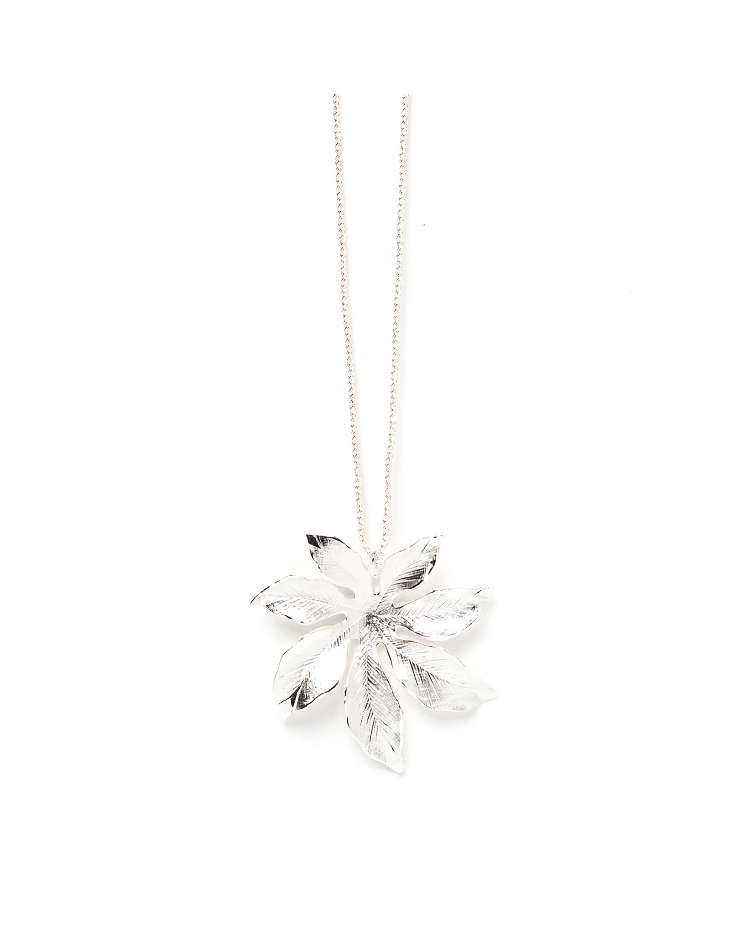 AGLAÉ - Long silver-plated flower necklace MONSIEUR SIMONE Silver