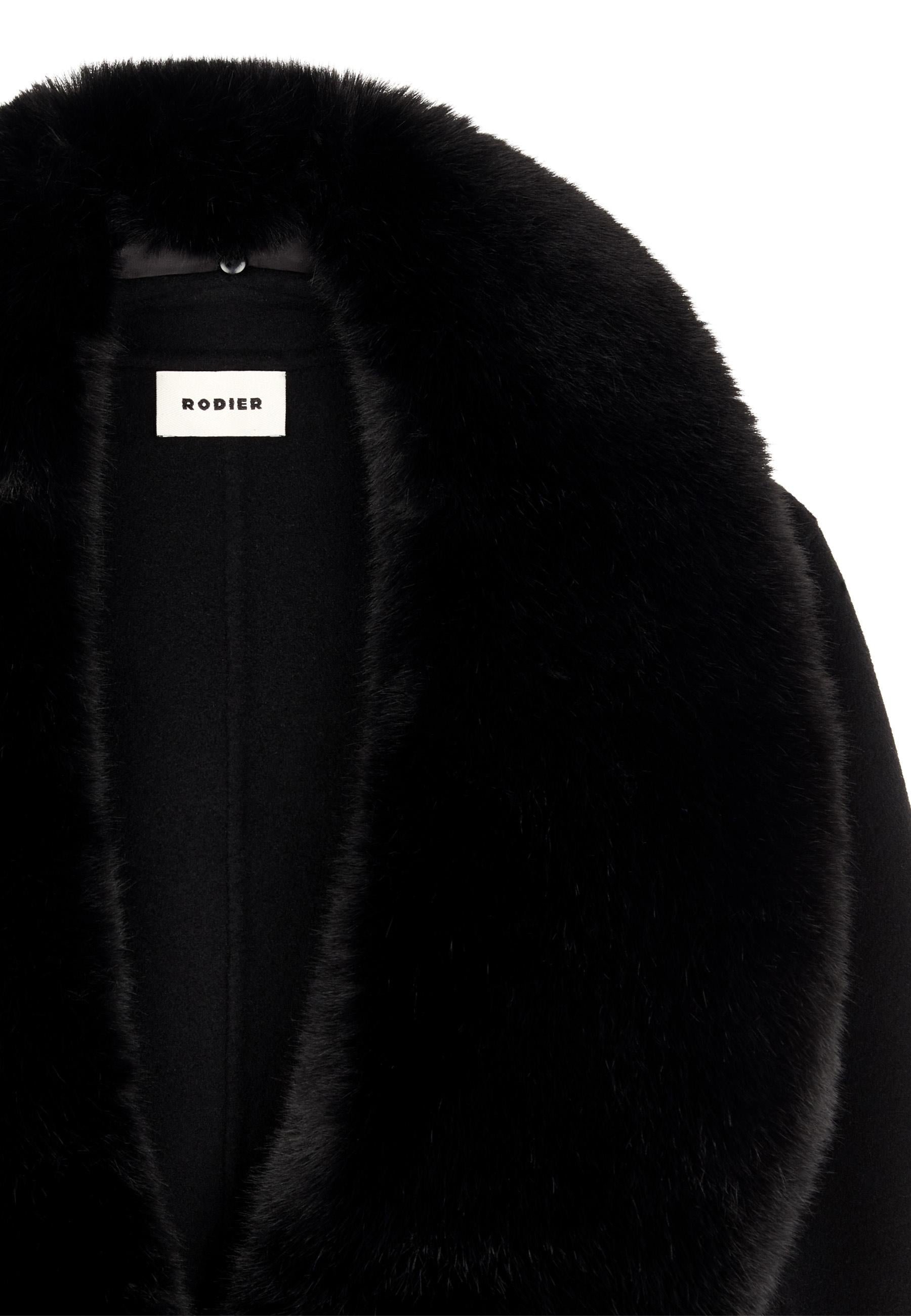 Wool coat with faux fur collar RODIER Black