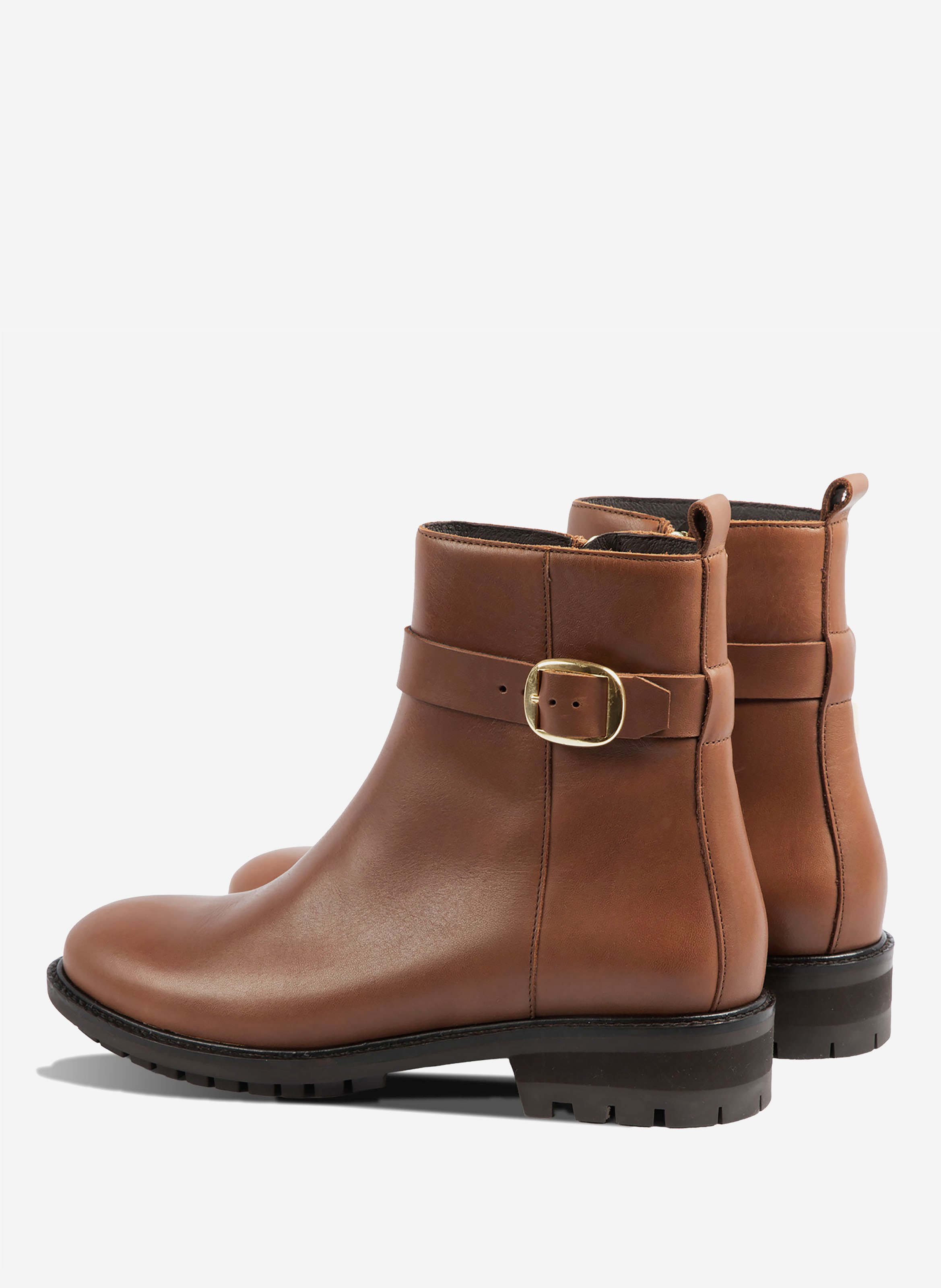 Elia leather buckle ankle boots JULES & JENN Brown