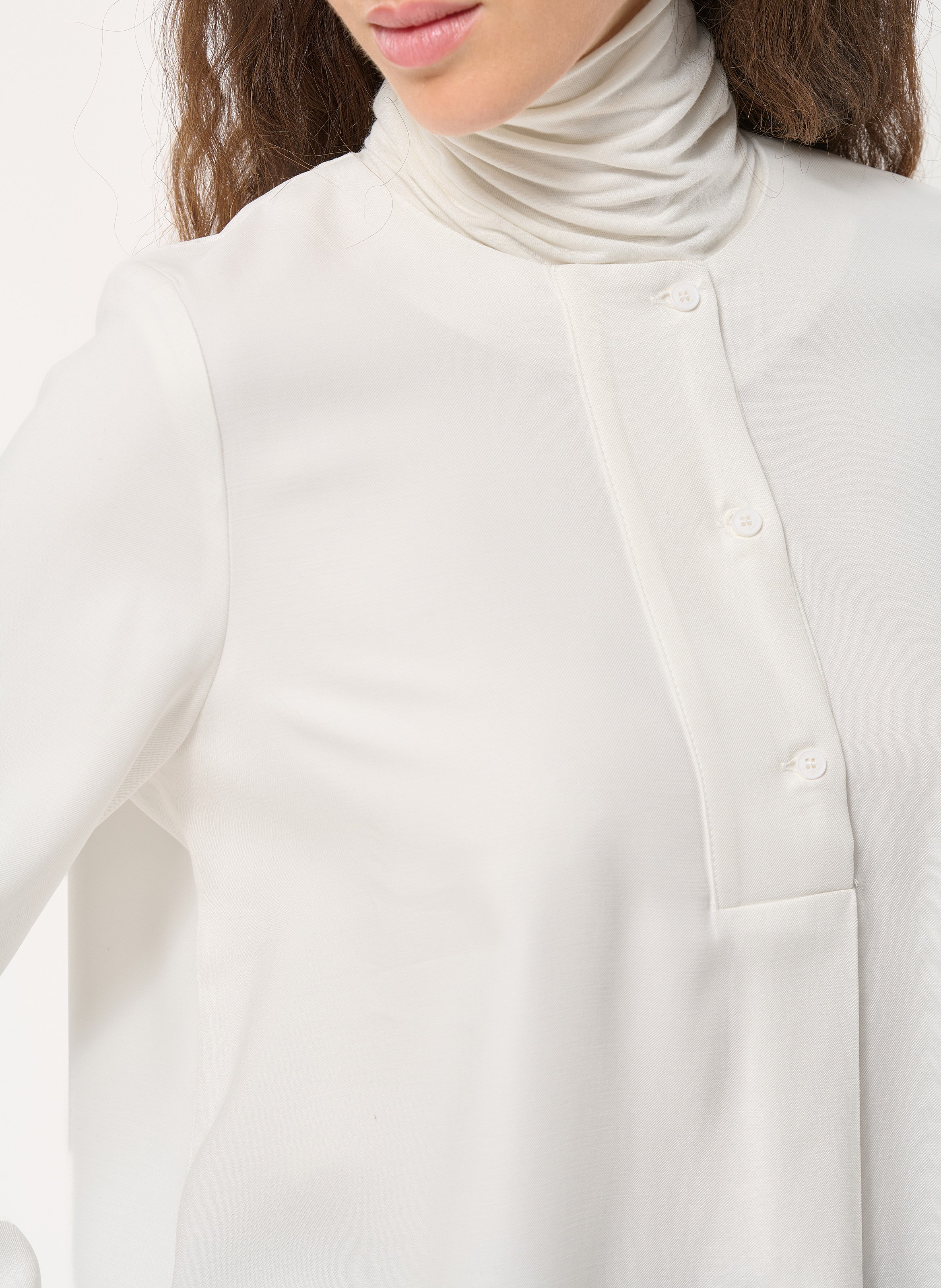 Top col rond  HUMILITY Blanc