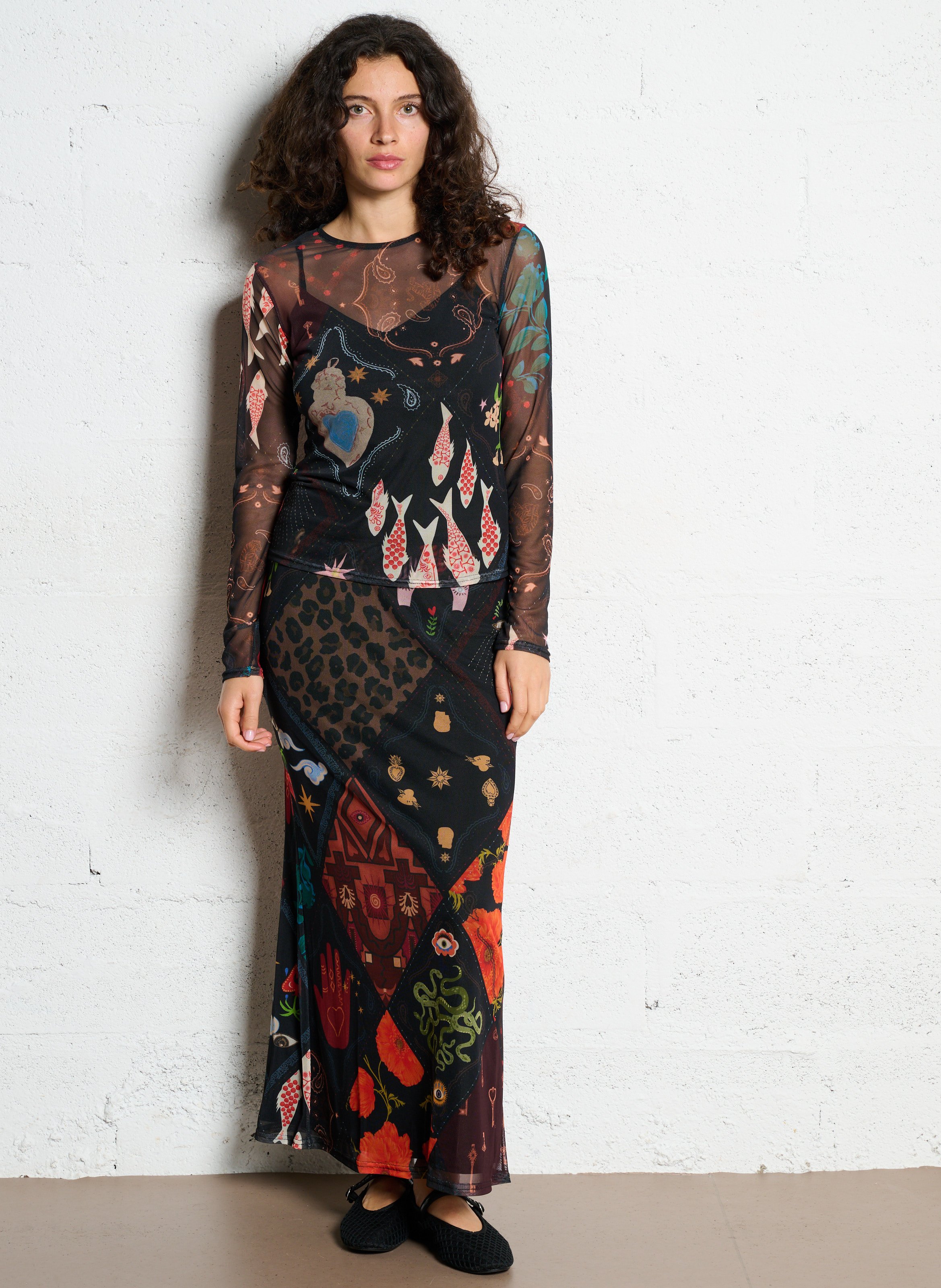 Round-neck mesh top NEVER FULLY DRESSED Multicolored