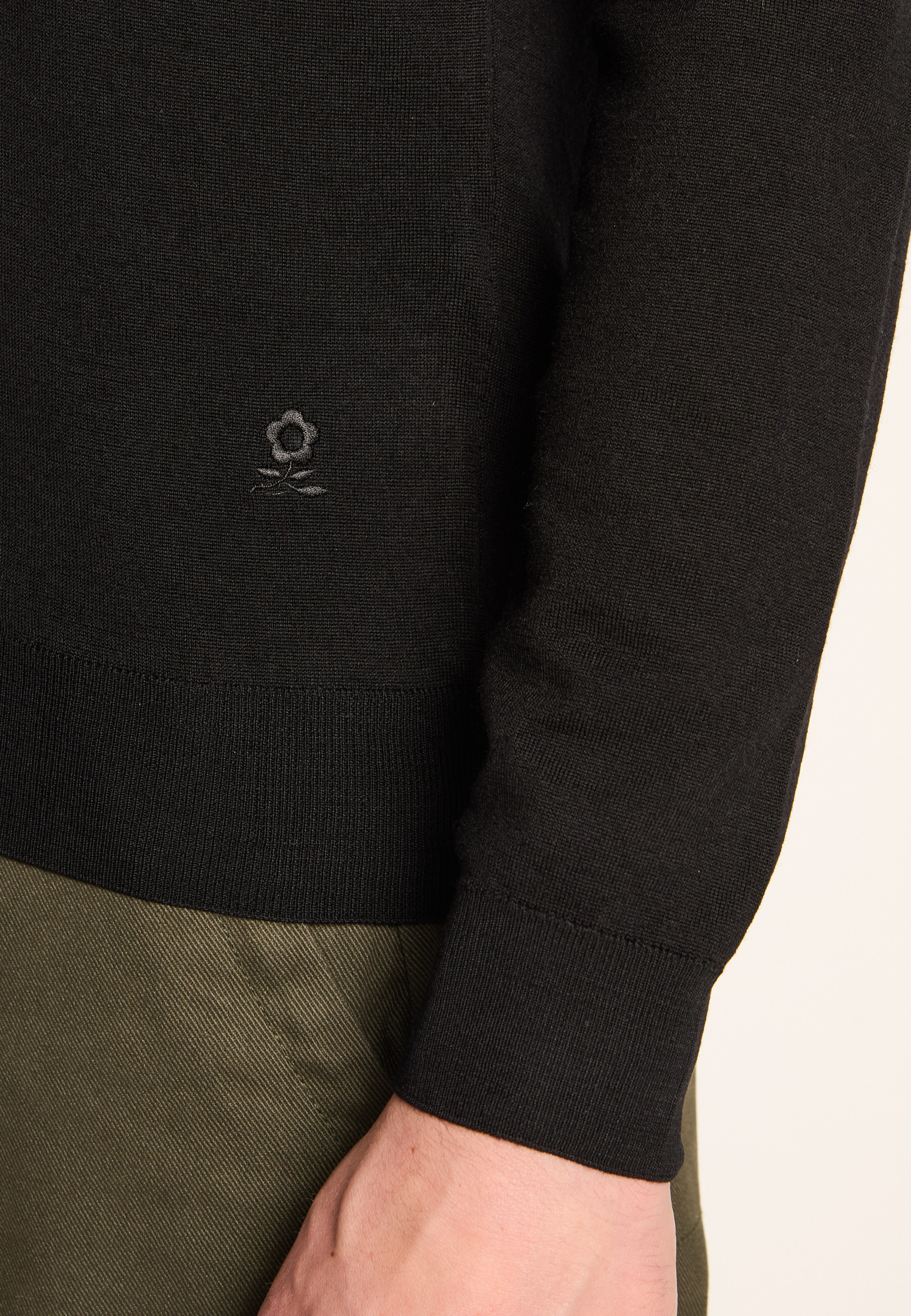 Long-sleeve Merino wool polo MAISON MONTAGUT Black