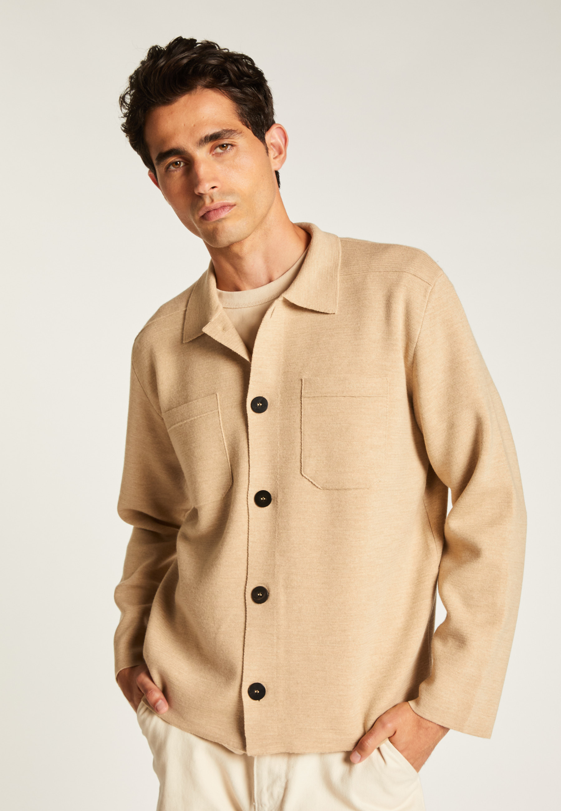 Merino wool overshirt MAISON MONTAGUT Beige