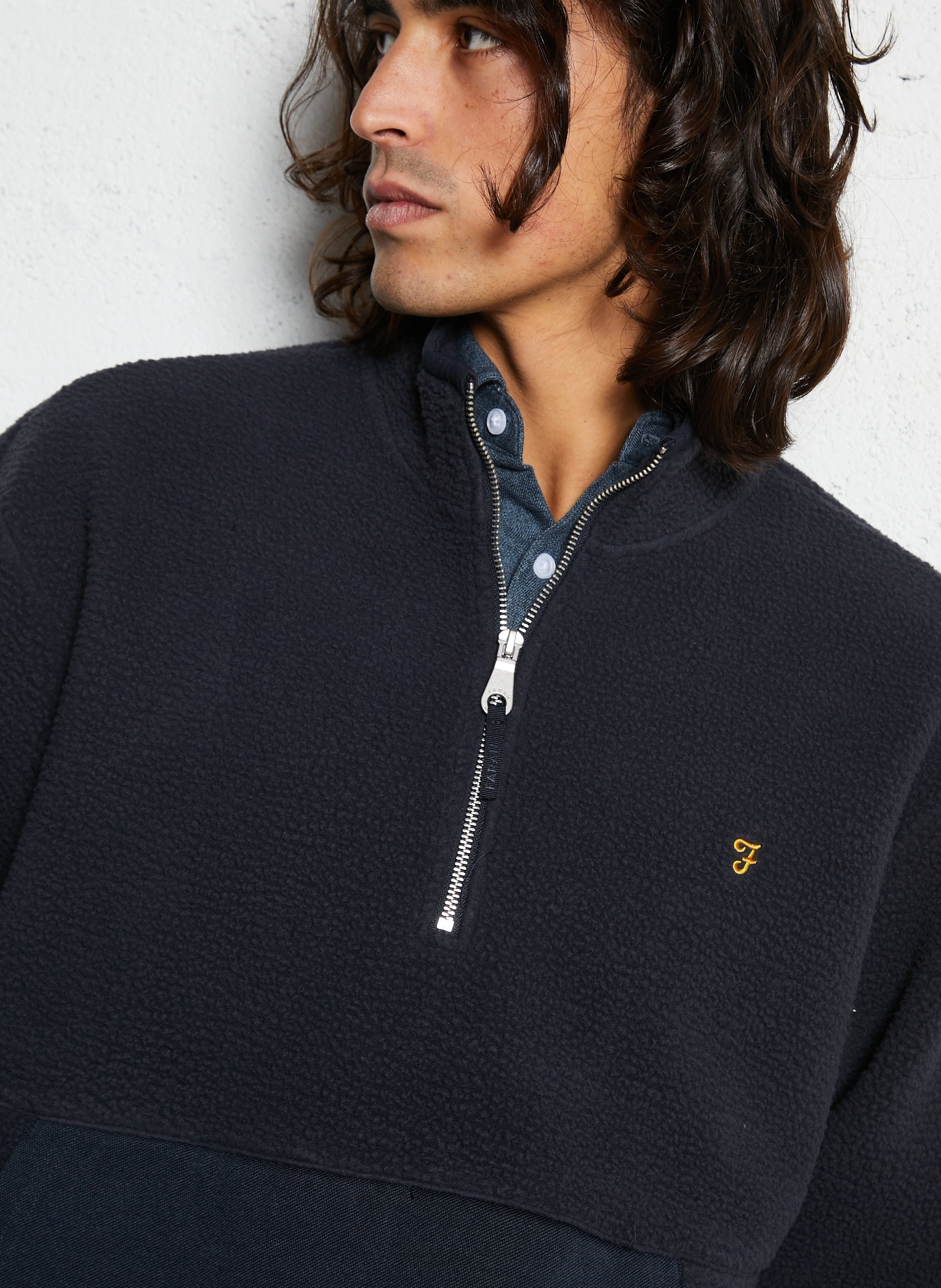 Polaire oversize col montant  FARAH Bleu