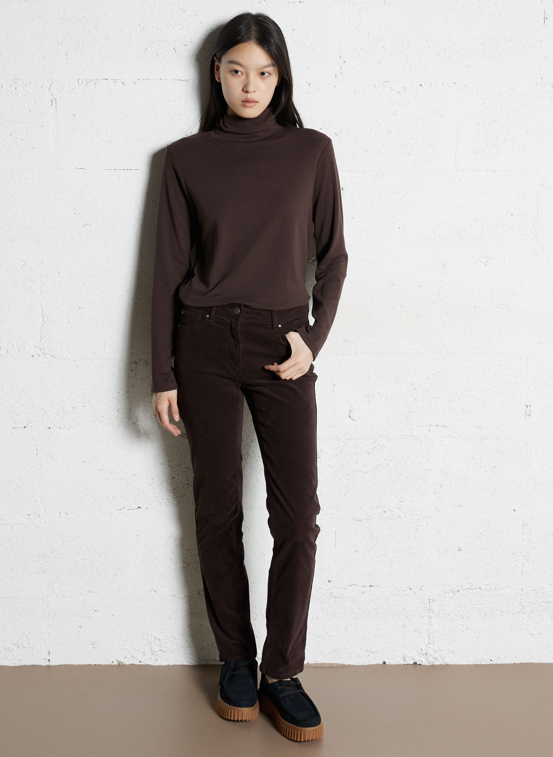 Tee-shirt droit col roulé MAISON 123 Marron