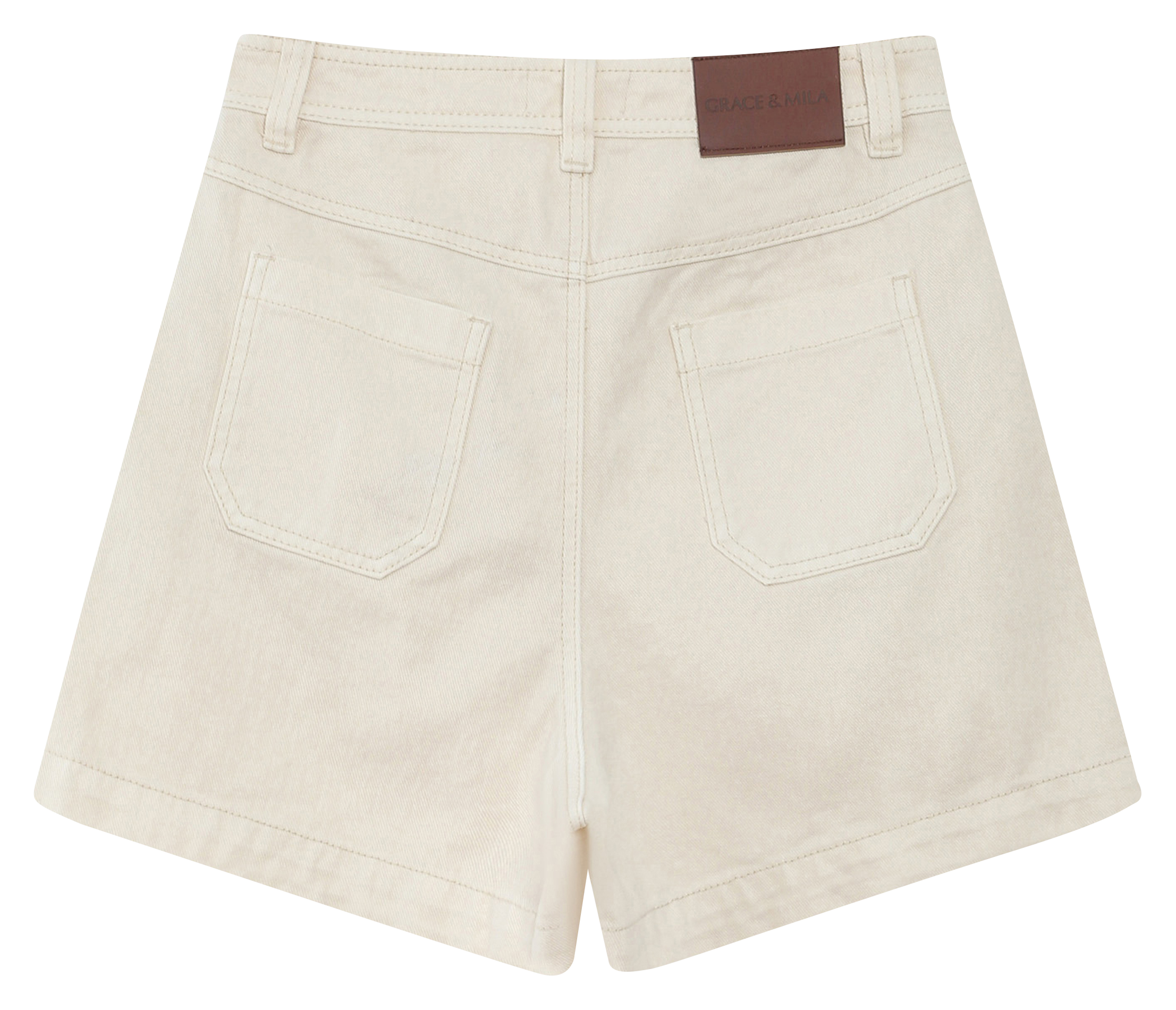 Short taille haute en denim uni GRACE ET MILA Blanc