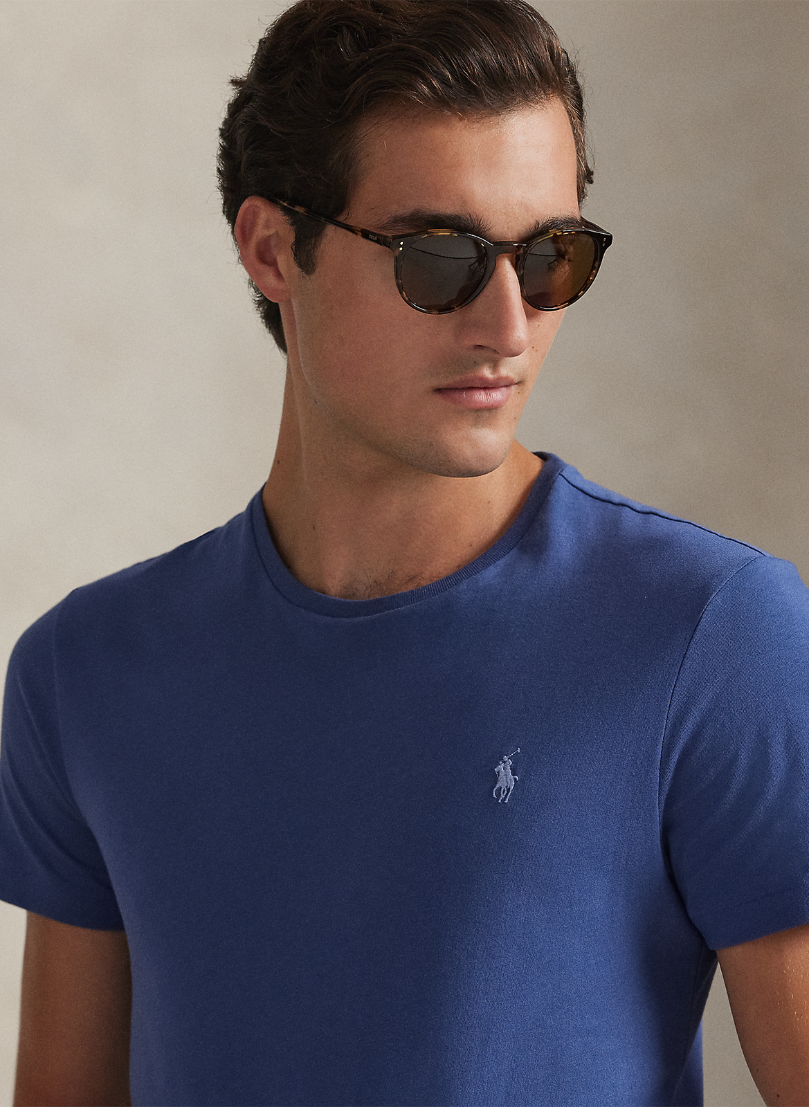Tee-shirt col rond slim-fit en coton POLO RALPH LAUREN Bleu