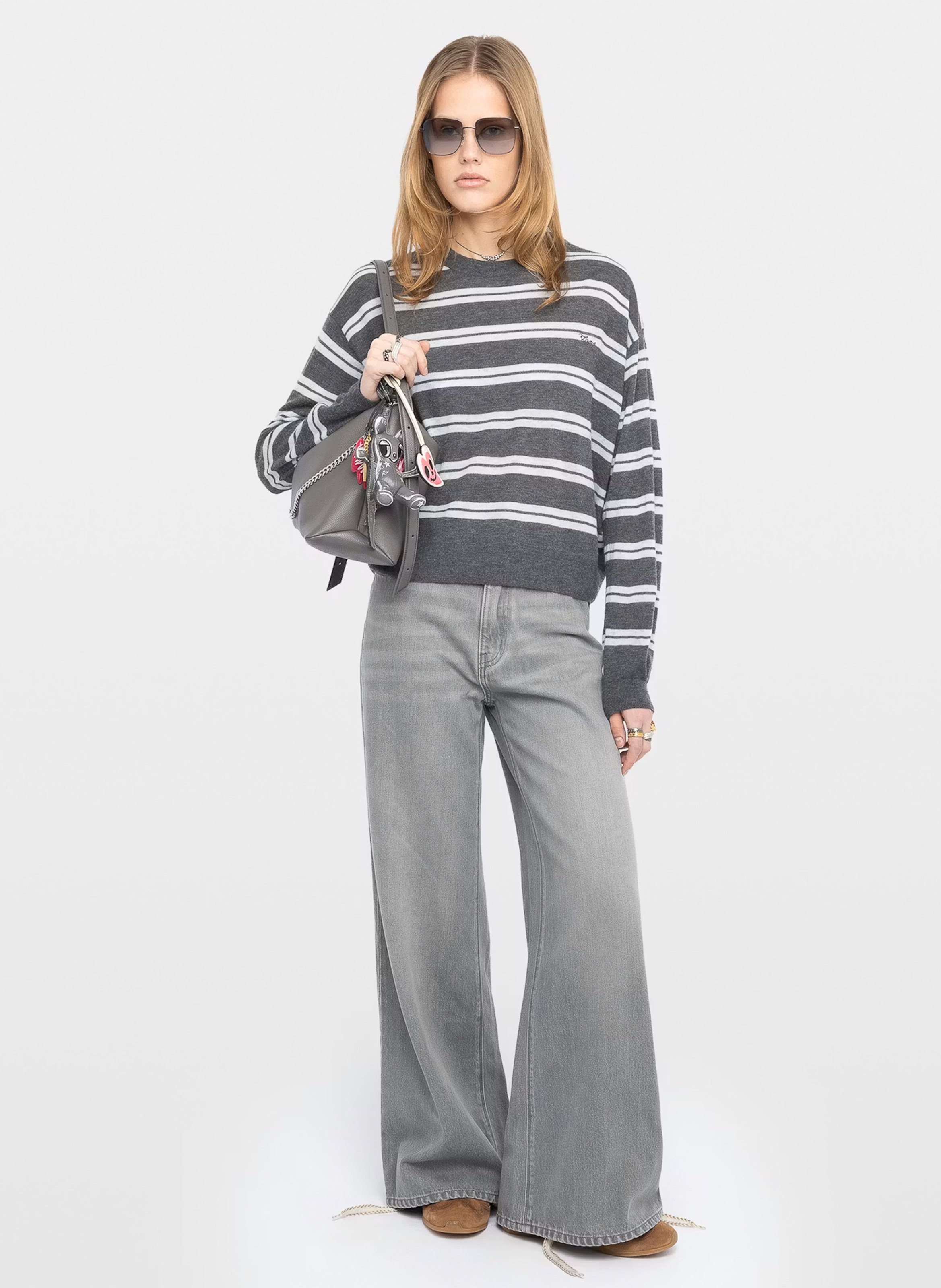 Pull droit col rond en cachemire ZADIG&VOLTAIRE Gris