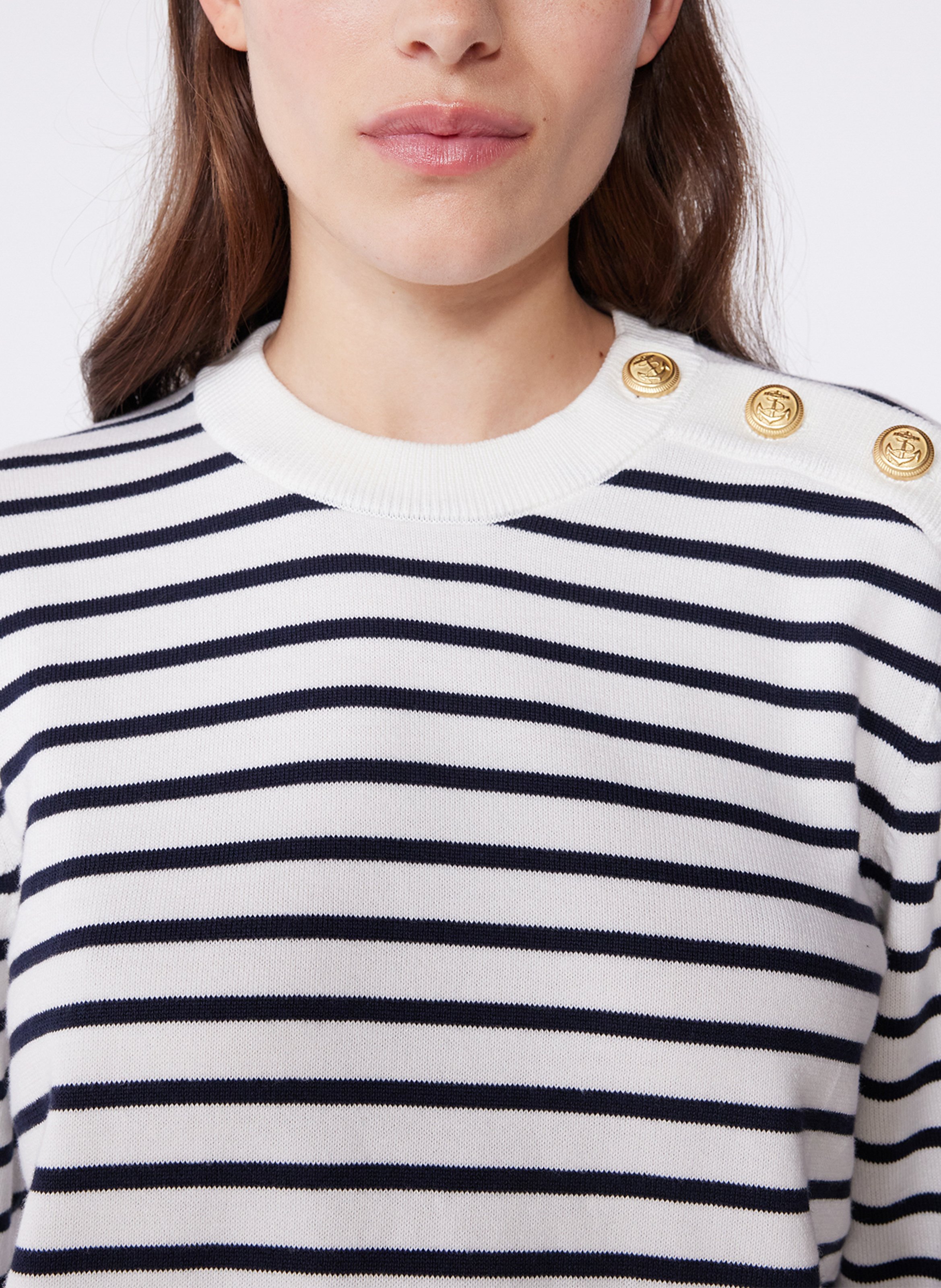 Round-neck cotton sweater with wide stripes PETIT BATEAU Multicolored