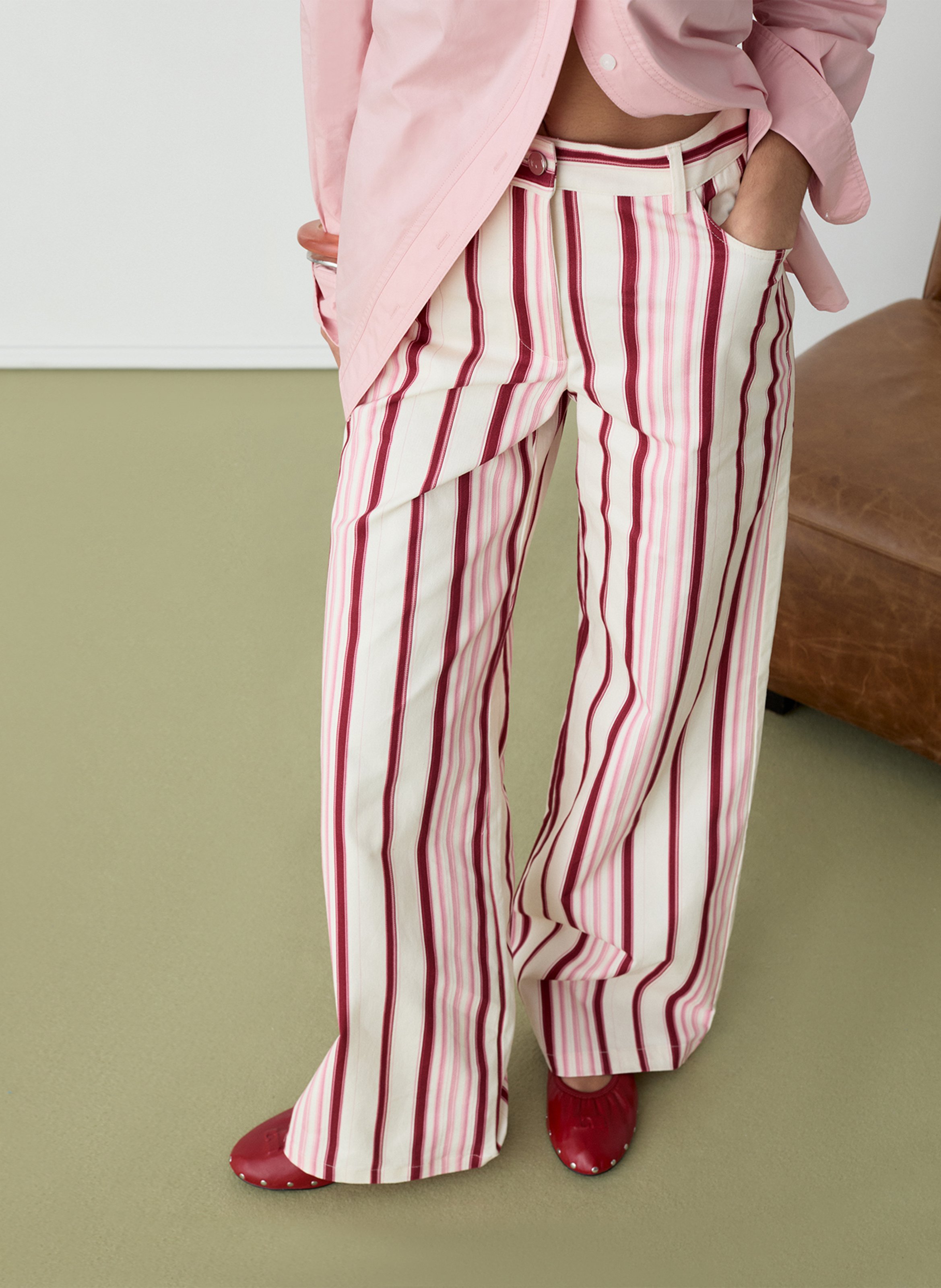 Straight striped cotton pants LAAGAM Pink