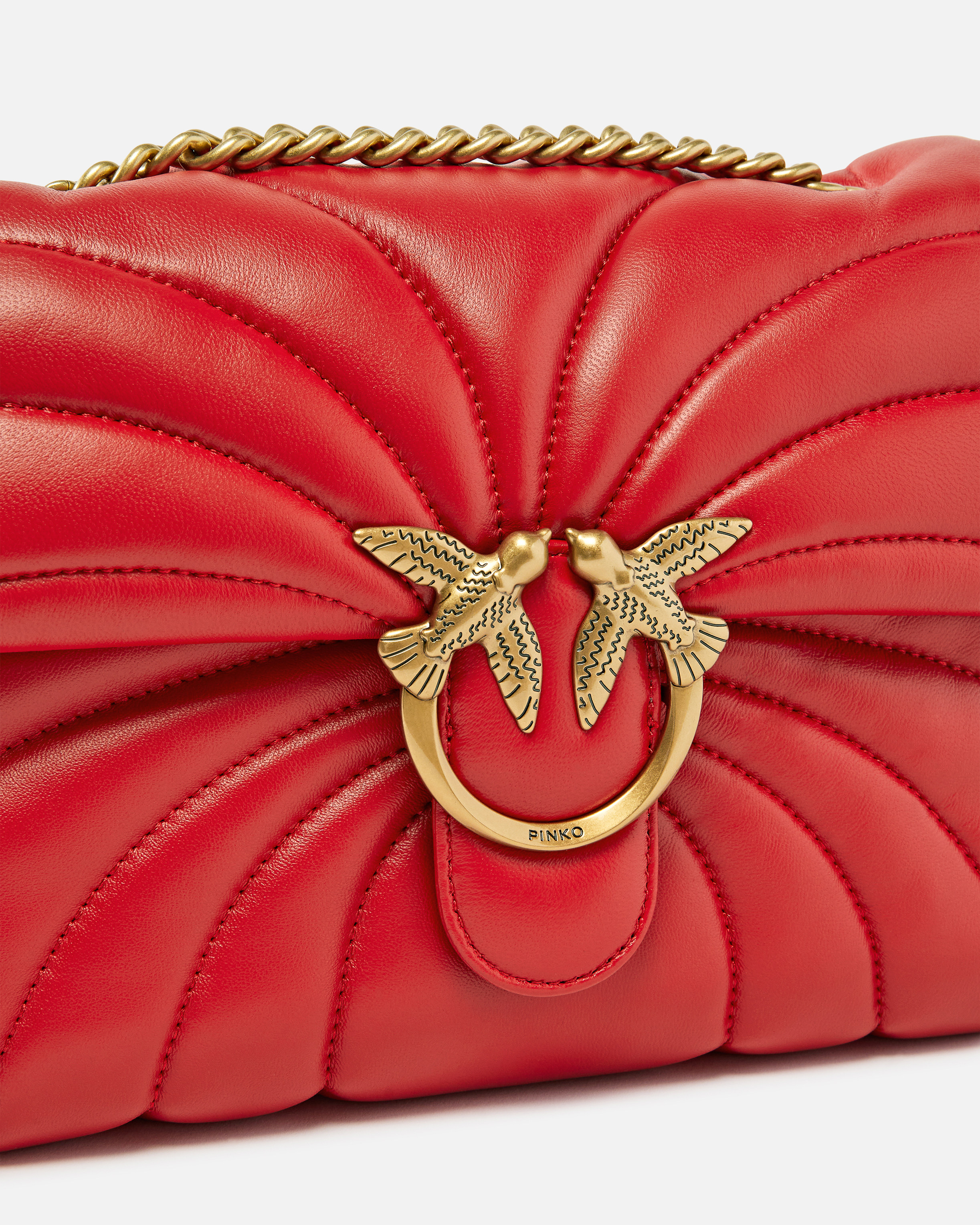 Grand sac à bandoulière love bag puff à matelassage papillon PINKO Rouge