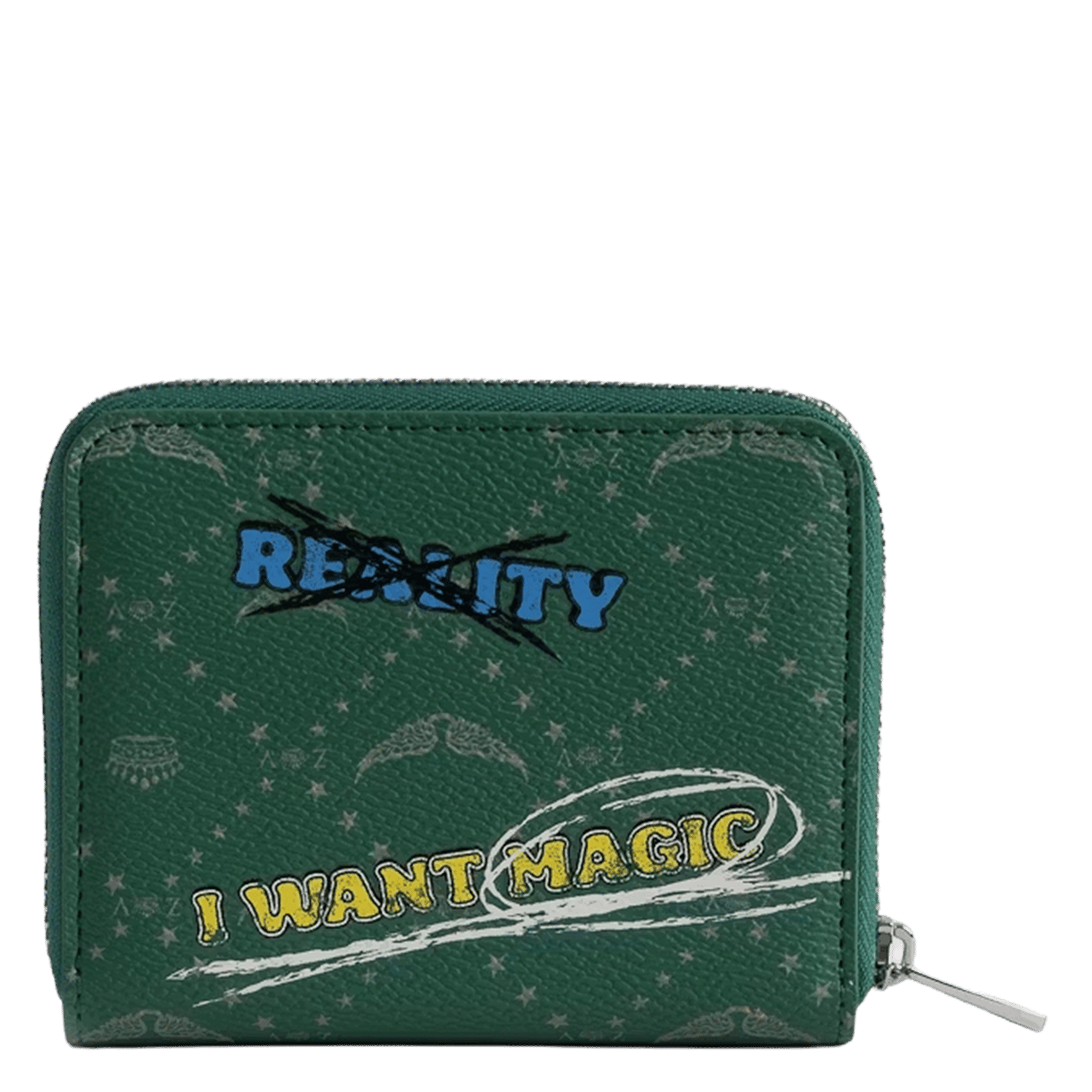 Glanzende, leren portemonnee met motief in reliëf ZADIG&VOLTAIRE Groen