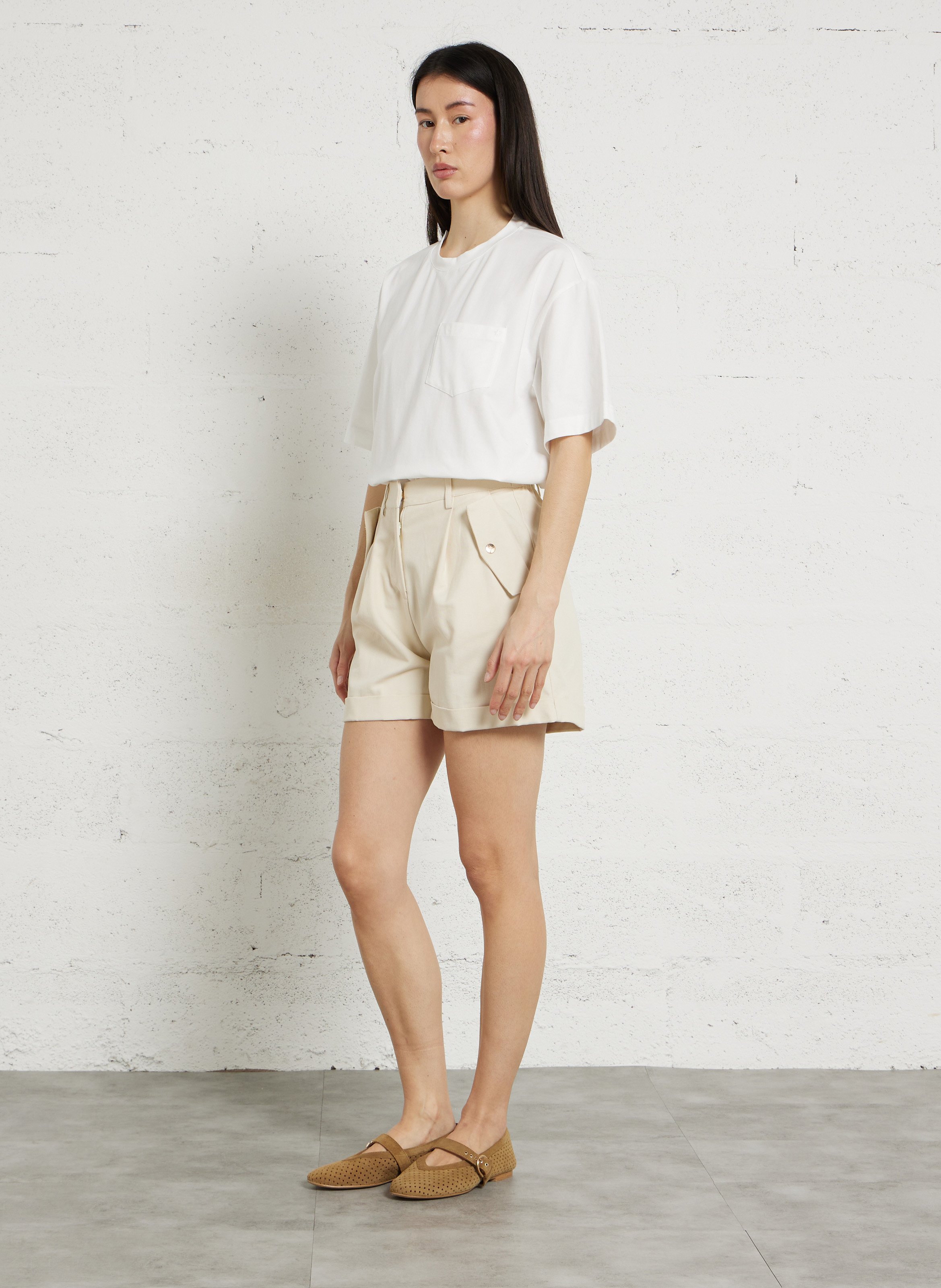 Tee-shirt boxy oversize col rond en coton mélangé LA PETITE ETOILE Beige