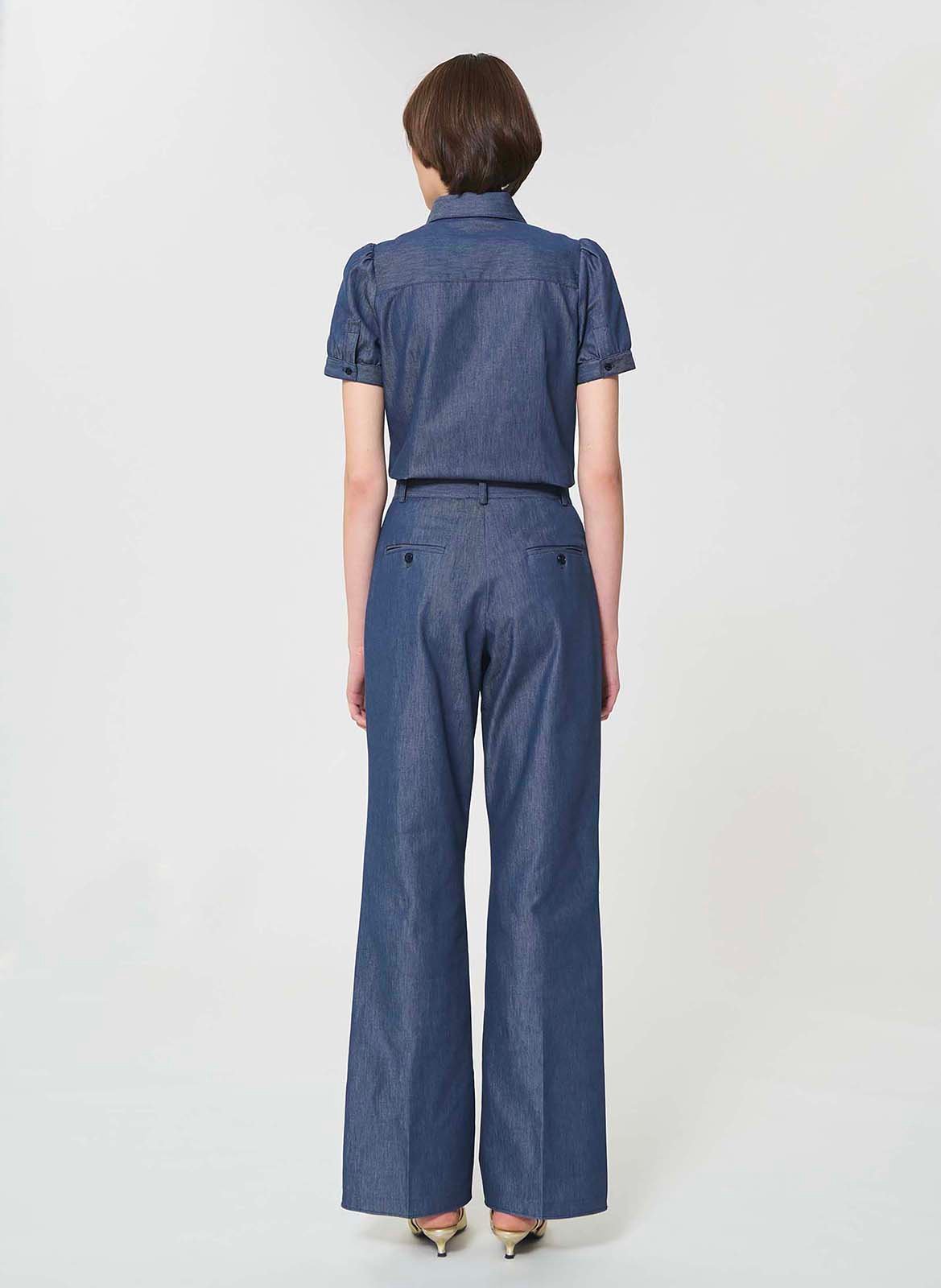 Pantalon de tailleur en denim TARA JARMON Bleu