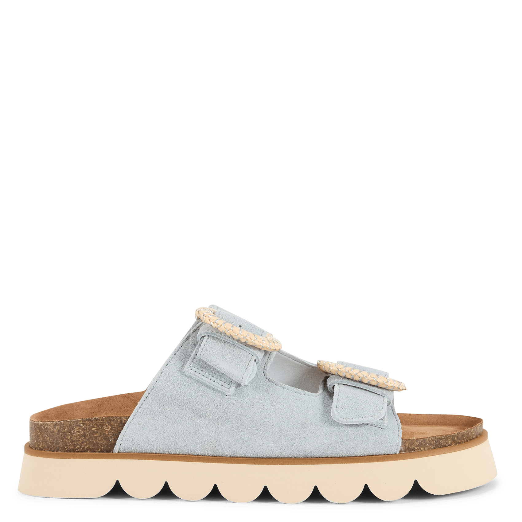 Sandalen aus Leder-Mix mit Keilabsatz NO NAME Blau