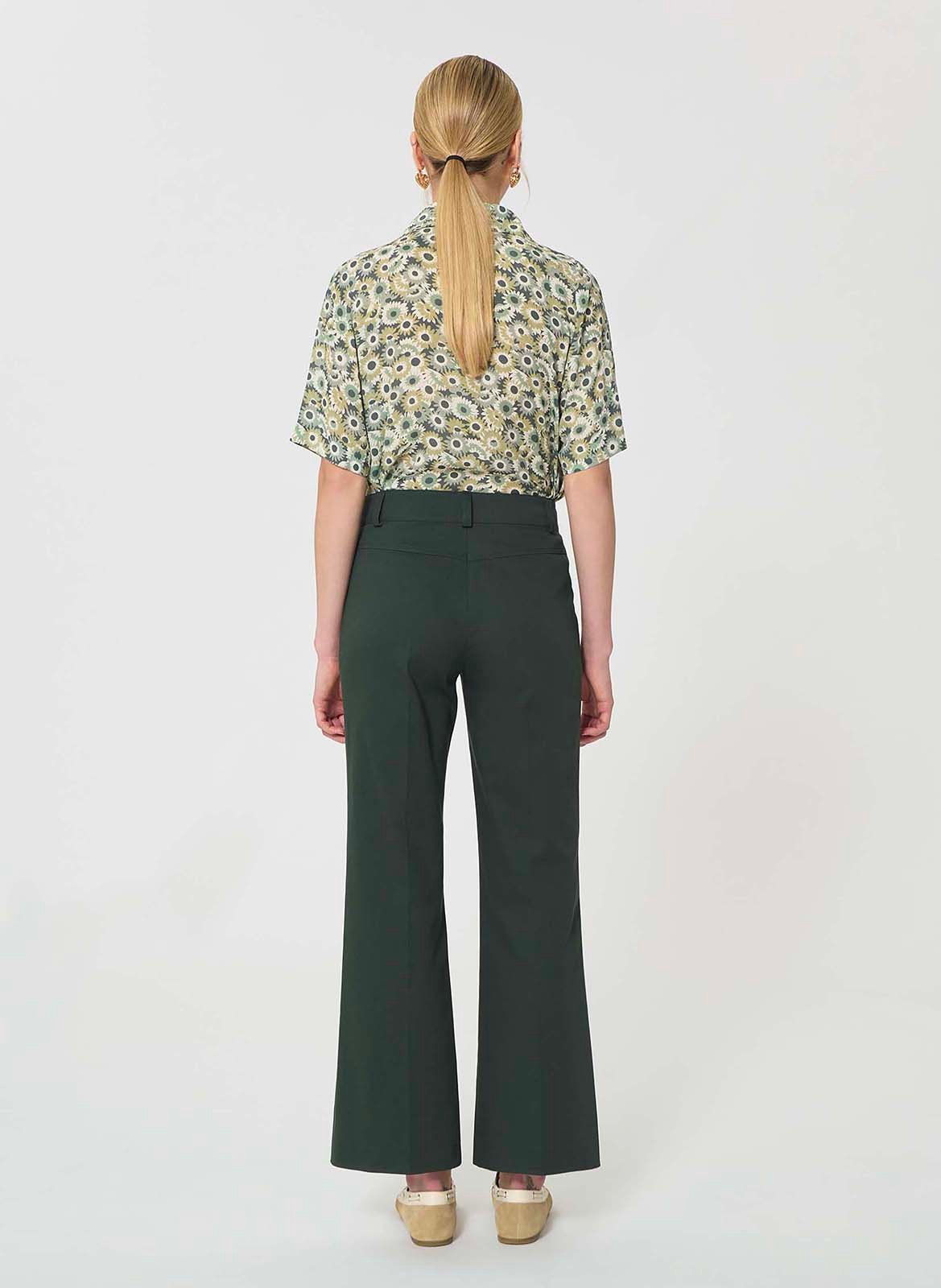 Pantalon évasé uni taille haute TARA JARMON Vert