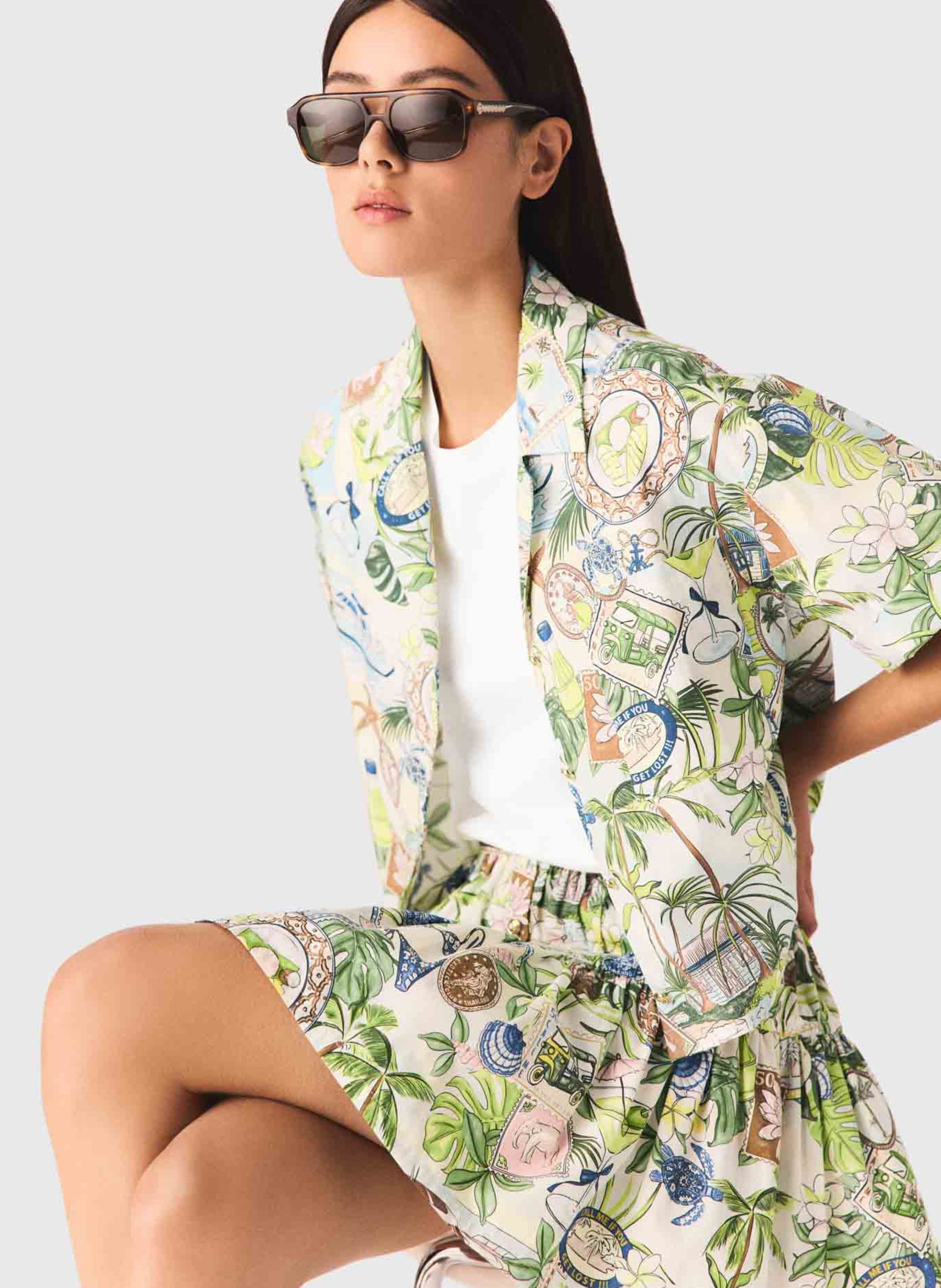 Chemise courte ample imprimée MAJE Multicolore