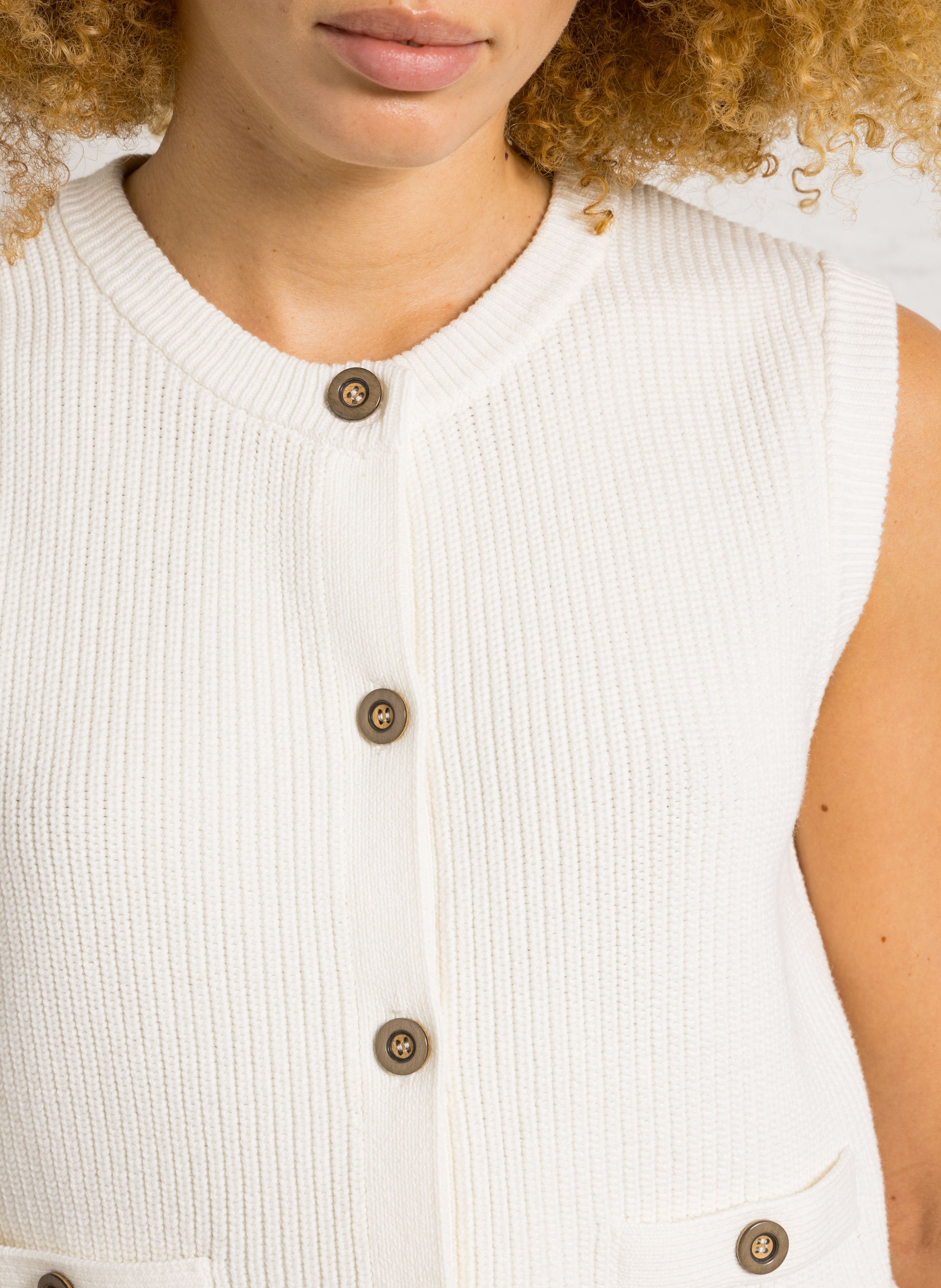 Gilet col rond en coton MAISON 123 Blanc