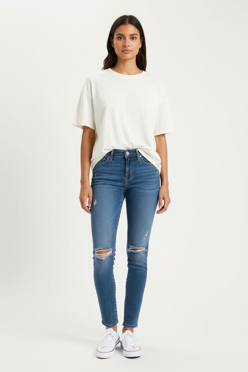 Cropped slim jeans with studs LEVI'S - Seconde main Blue
