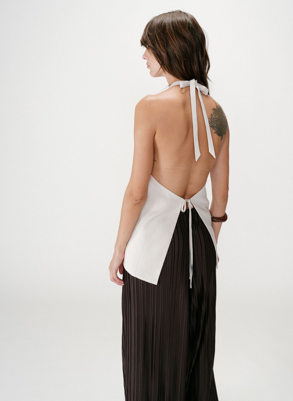 Buttoned printed V-neck top GRACE ET MILA Beige