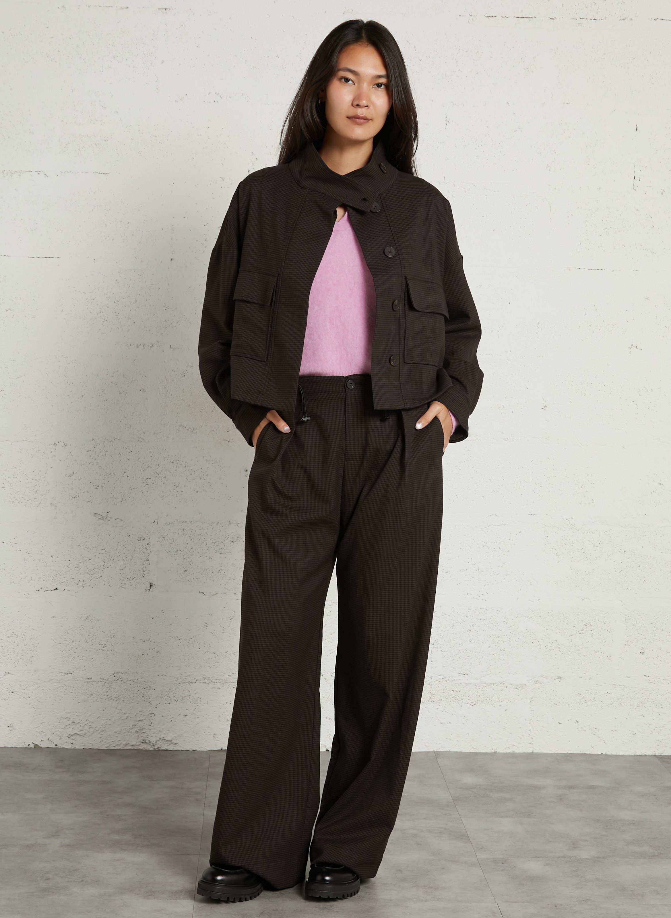 Azawood high-waisted wide-leg trousers SUNCOO Brown