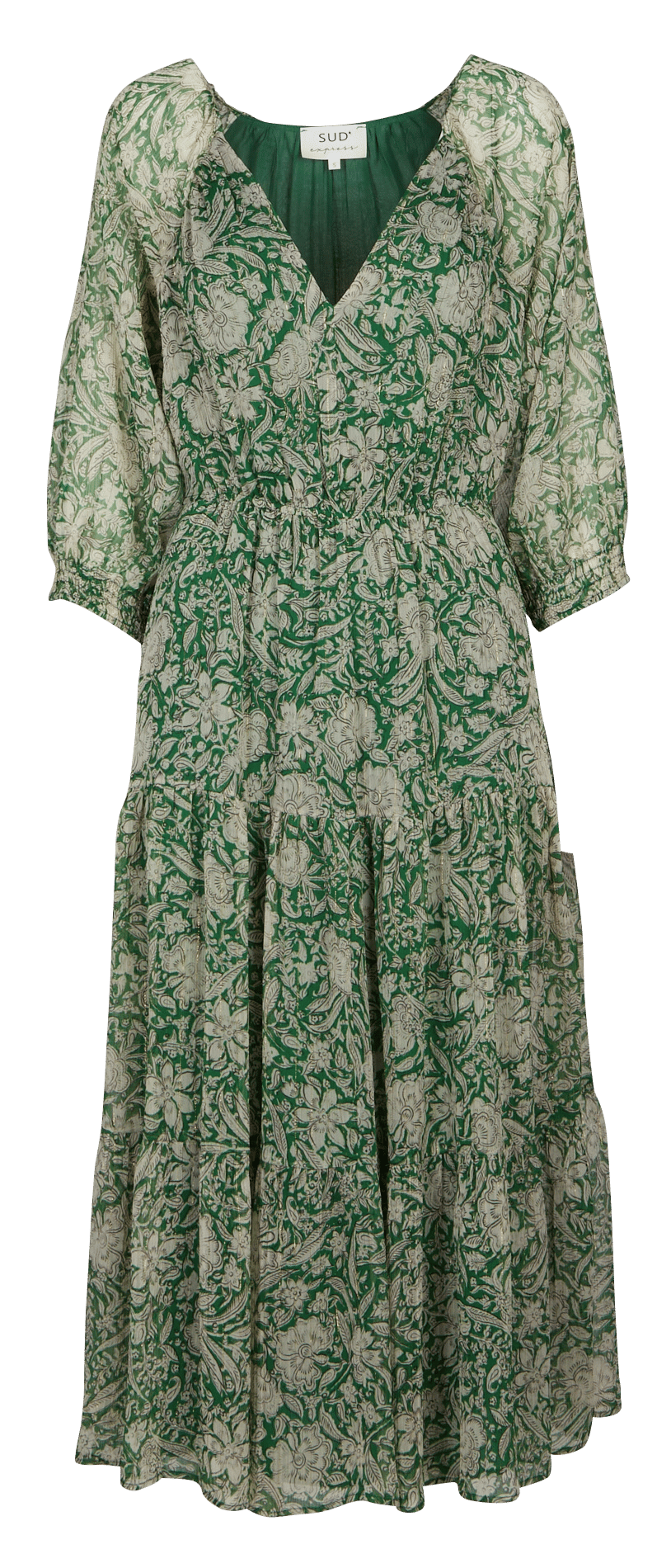 Robe longue col V  SUD EXPRESS Vert