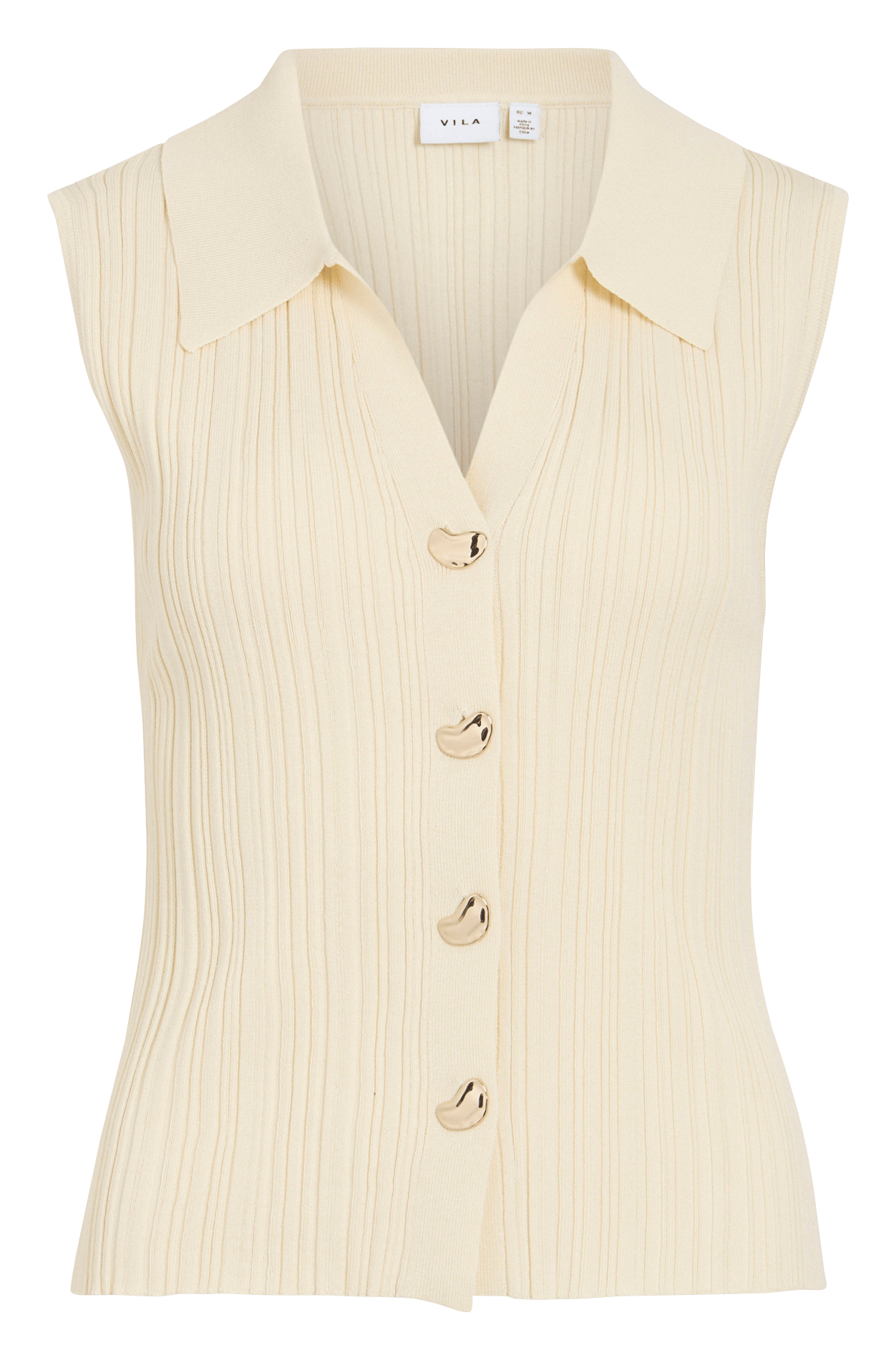 Buttoned V-neck top VILA Beige
