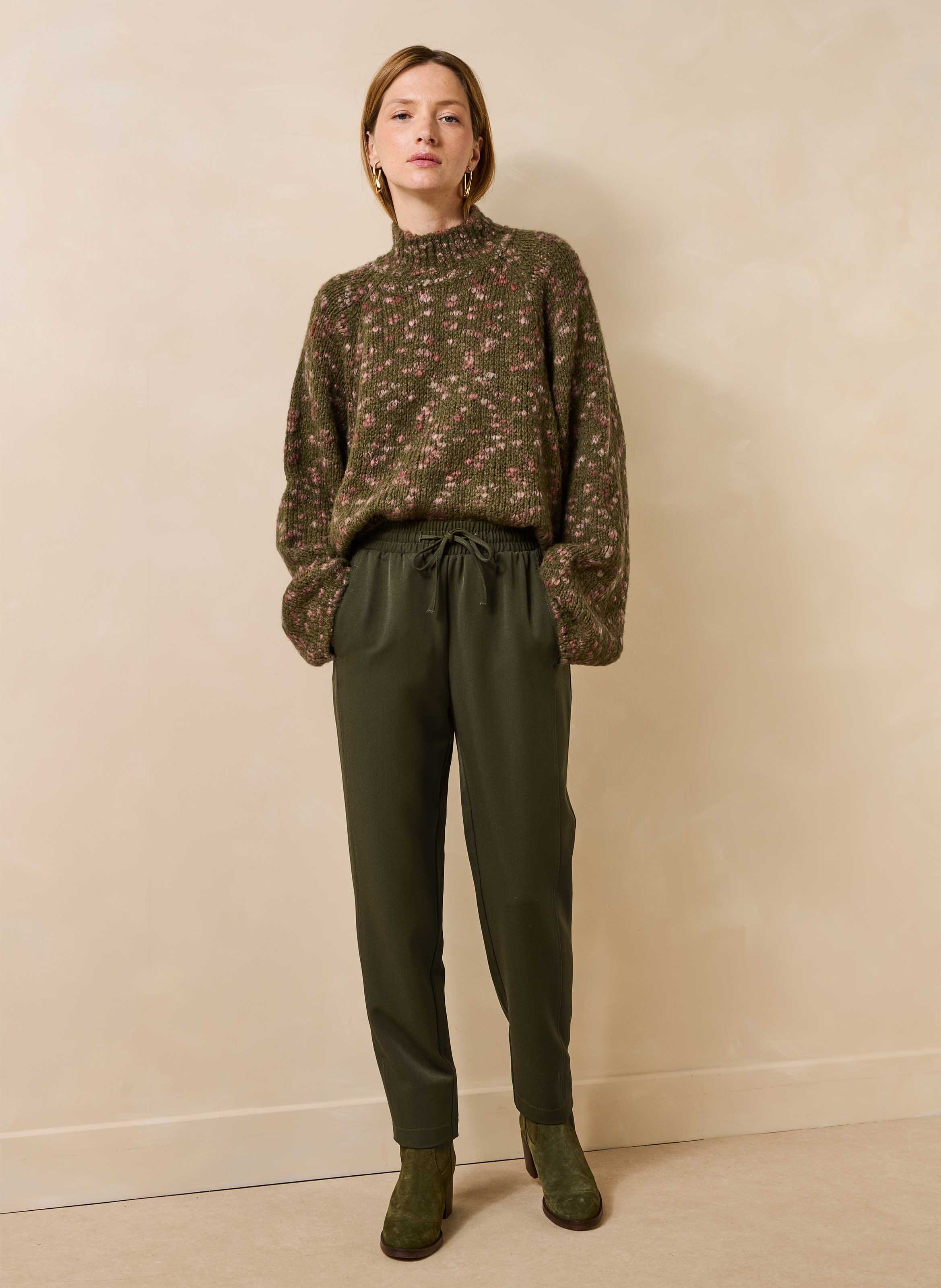 Oversized high-neck knit sweater LA FEE MARABOUTEE Green