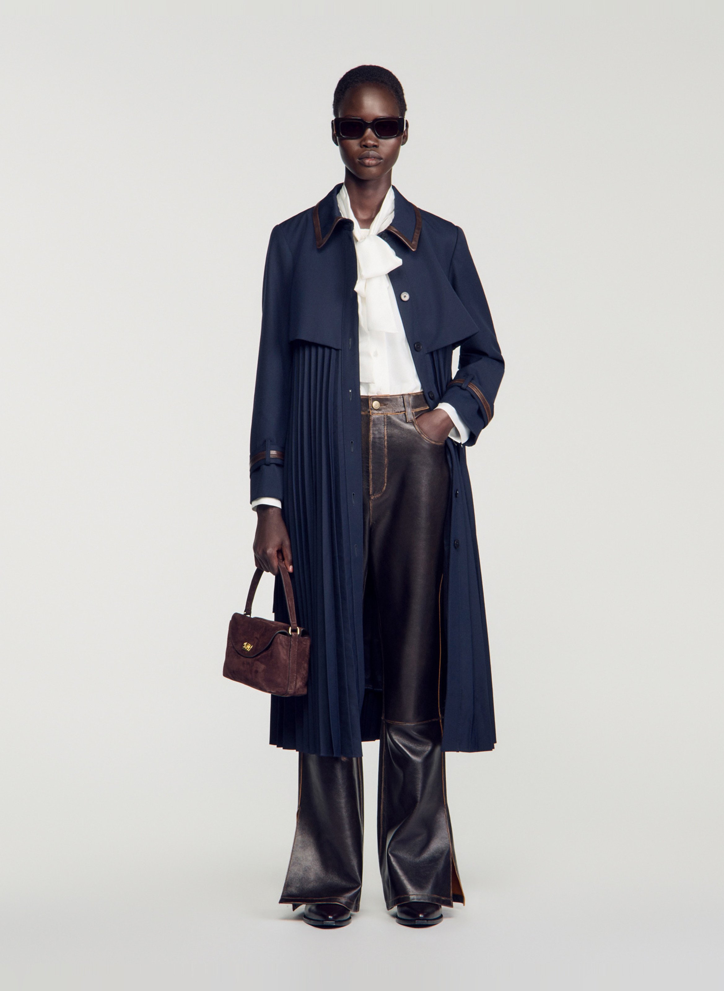Fitted trench coat with classic collar SANDRO Blue