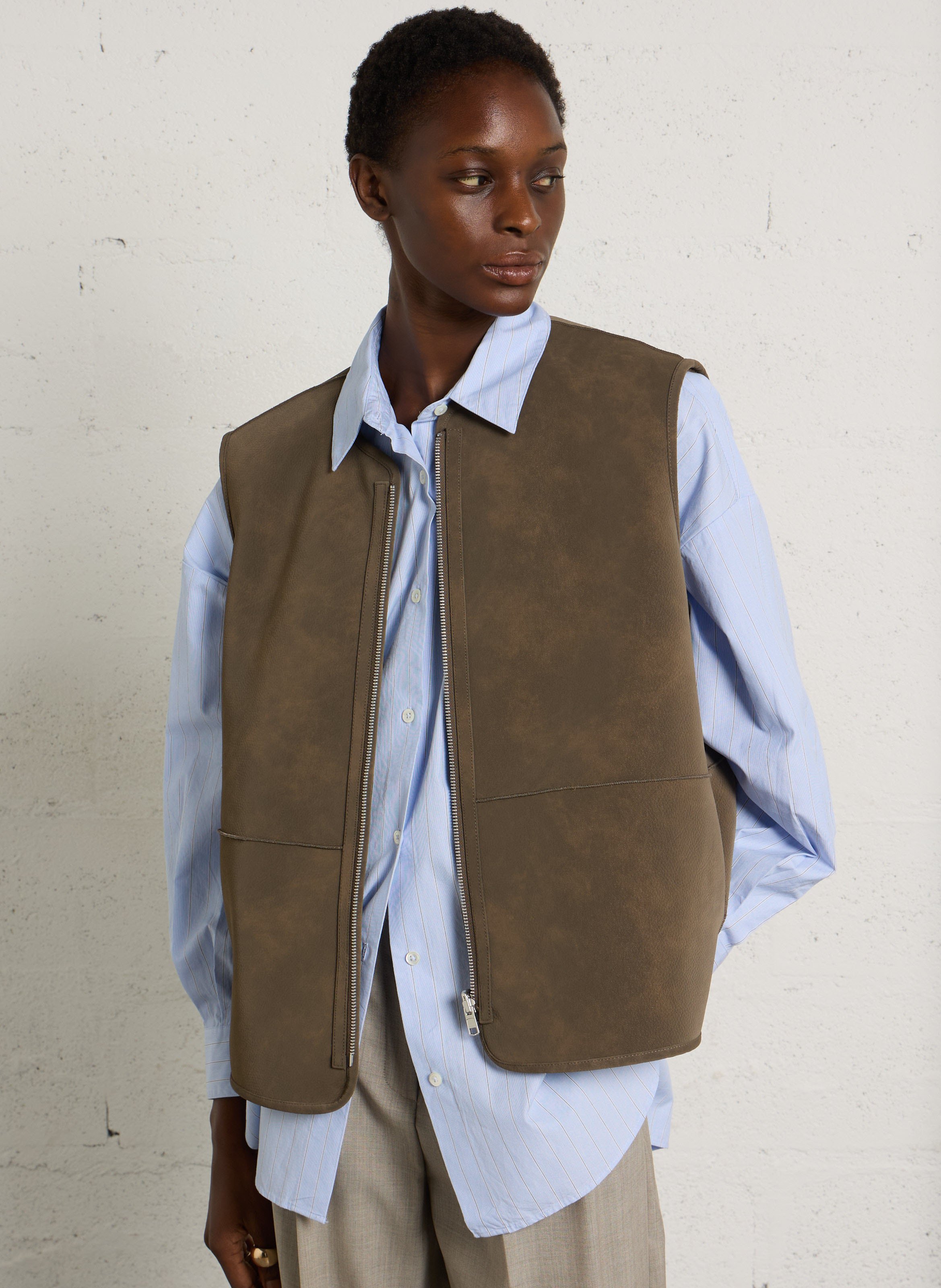 Veste col rond BELLEROSE Marron