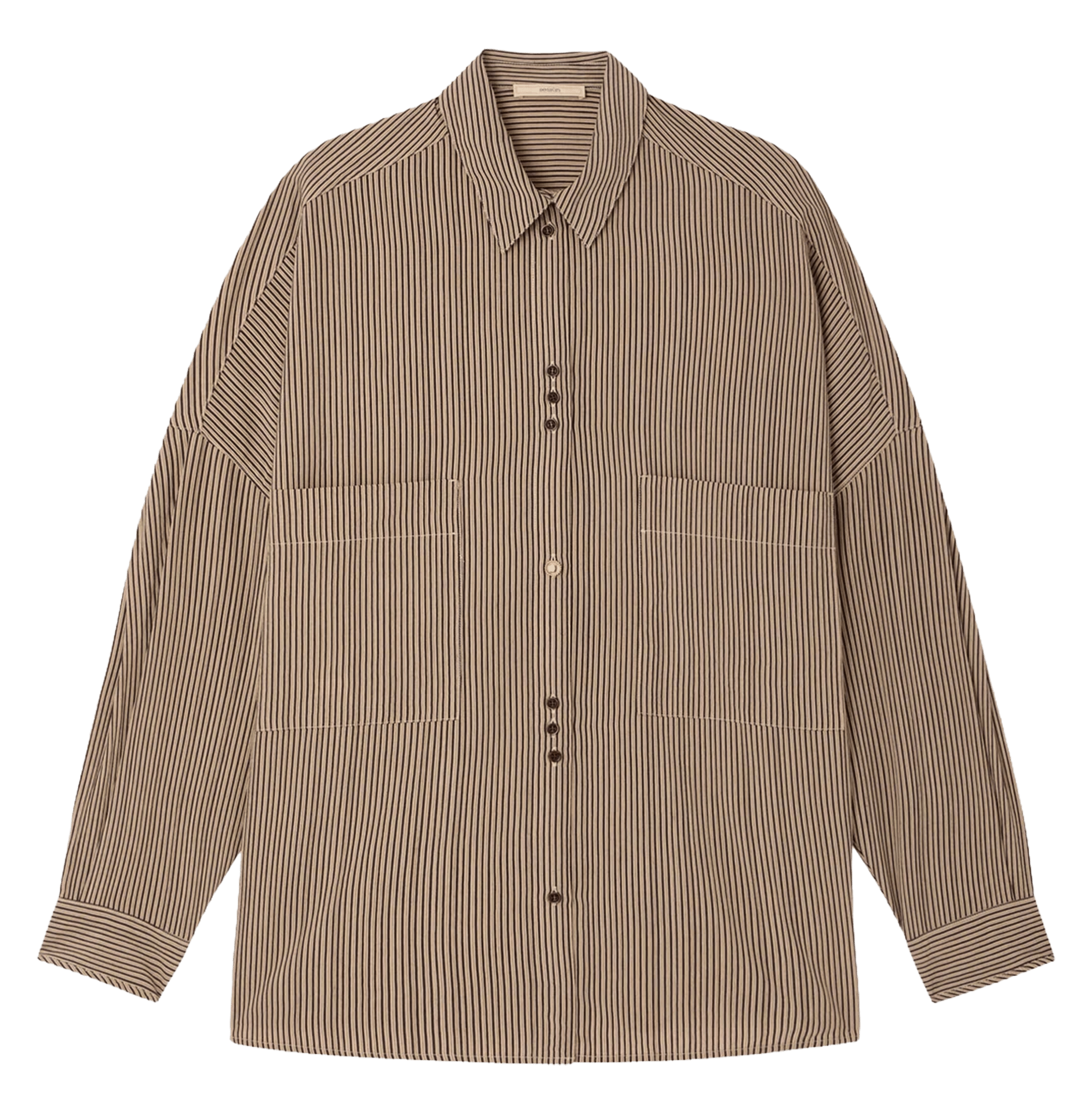 Loose-fit striped cotton shirt SESSUN Beige