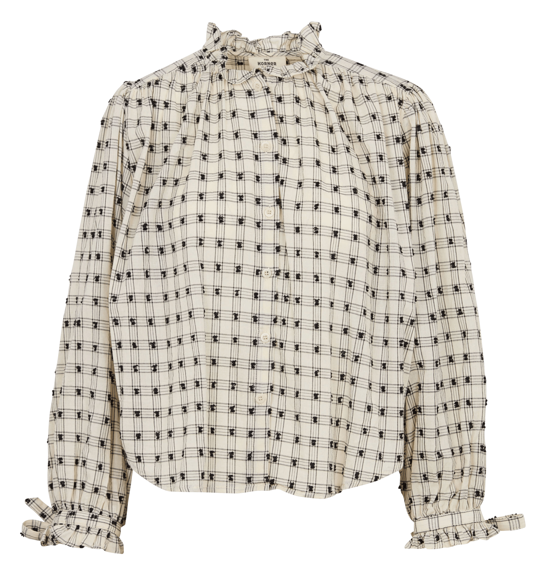 Blouse met ruches aan de kraag in katoen THE KORNER Beige