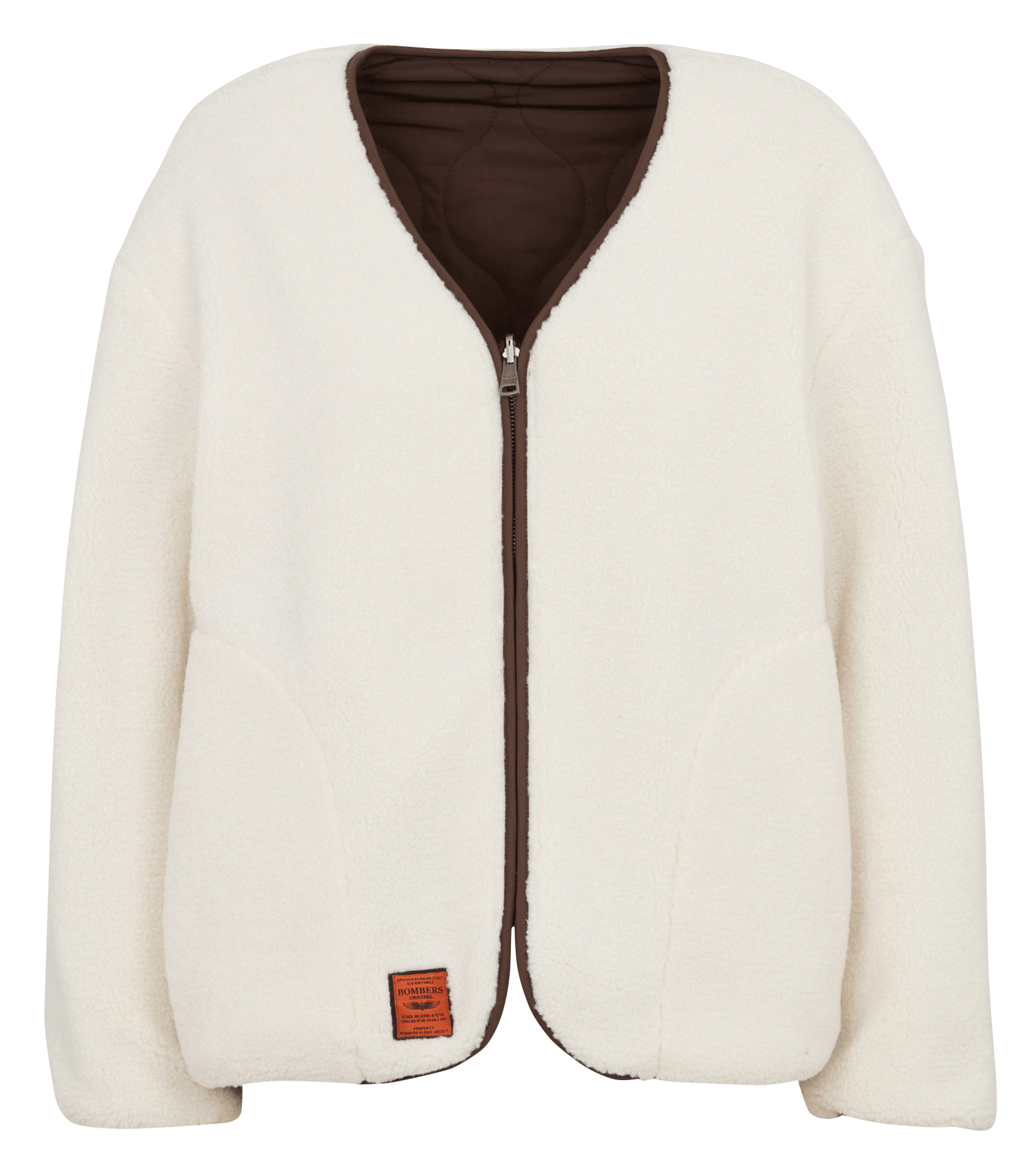 Quilted straight V-neck jacket BOMBERS ORIGINAL Brown