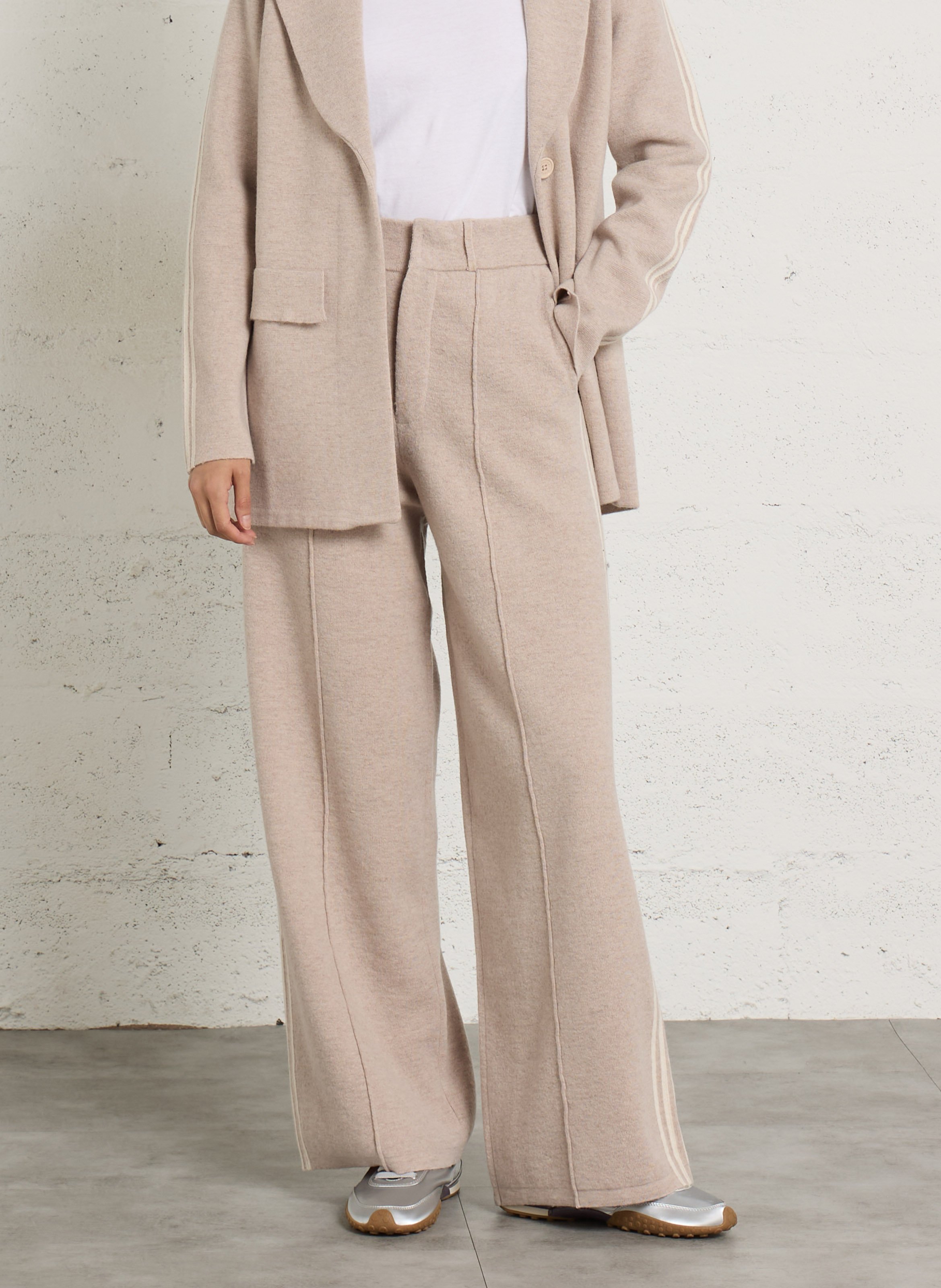 Gerade geschnittene Hose - Merinowolle BERENICE Beige
