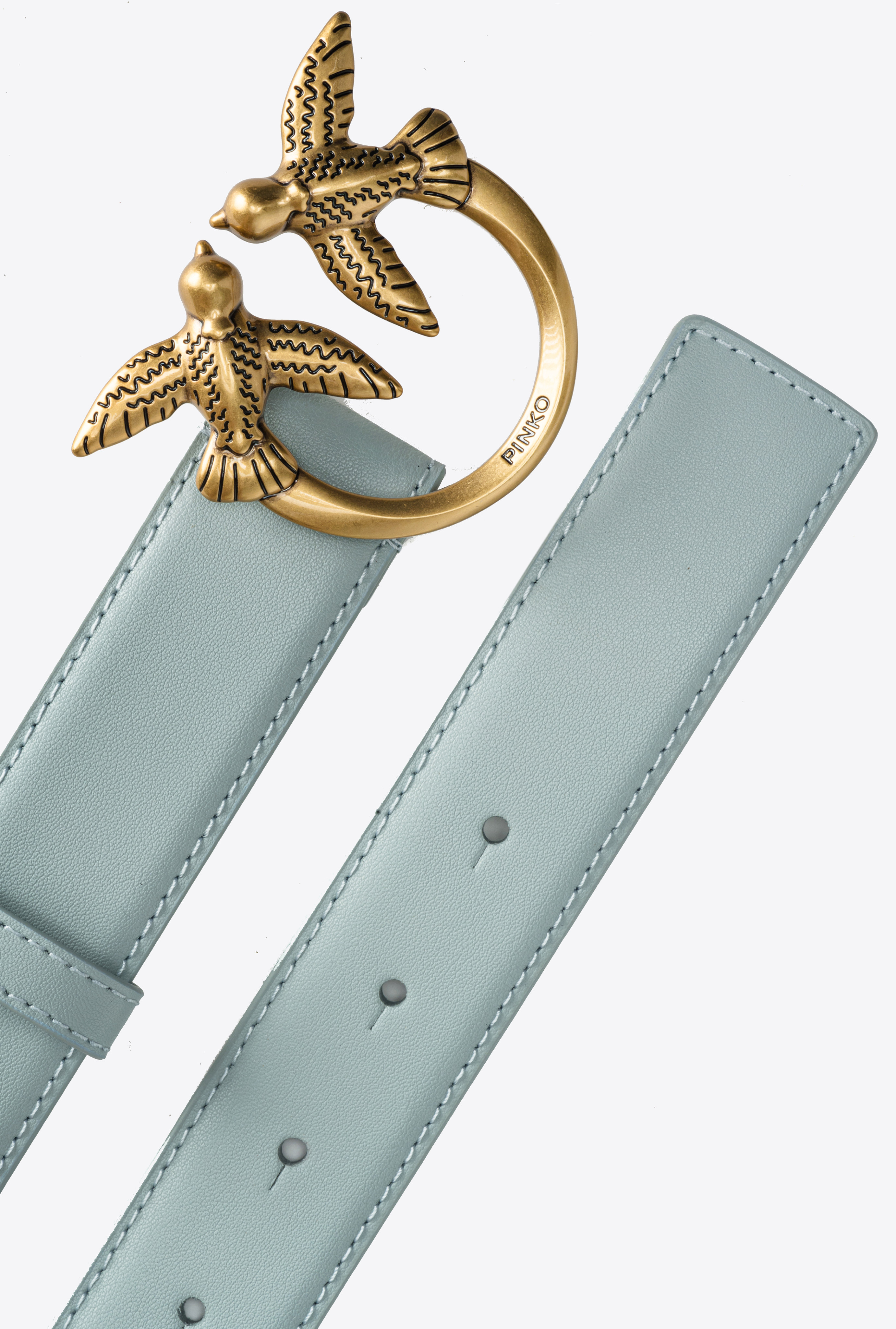 Love birds leather belt 3cm PINKO Grey
