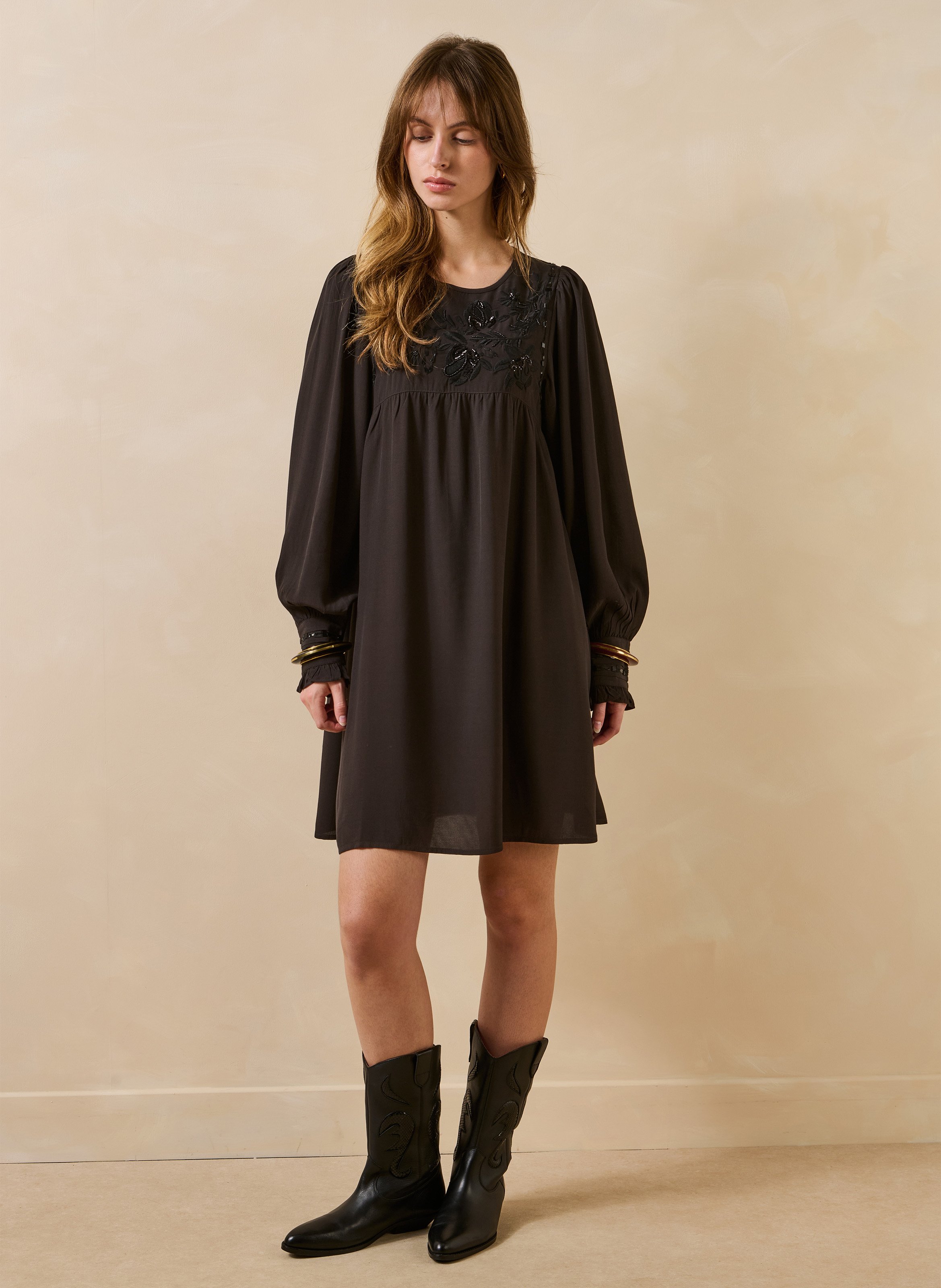 Loose-Fitting Short Embroidered Dress LA FEE MARABOUTEE