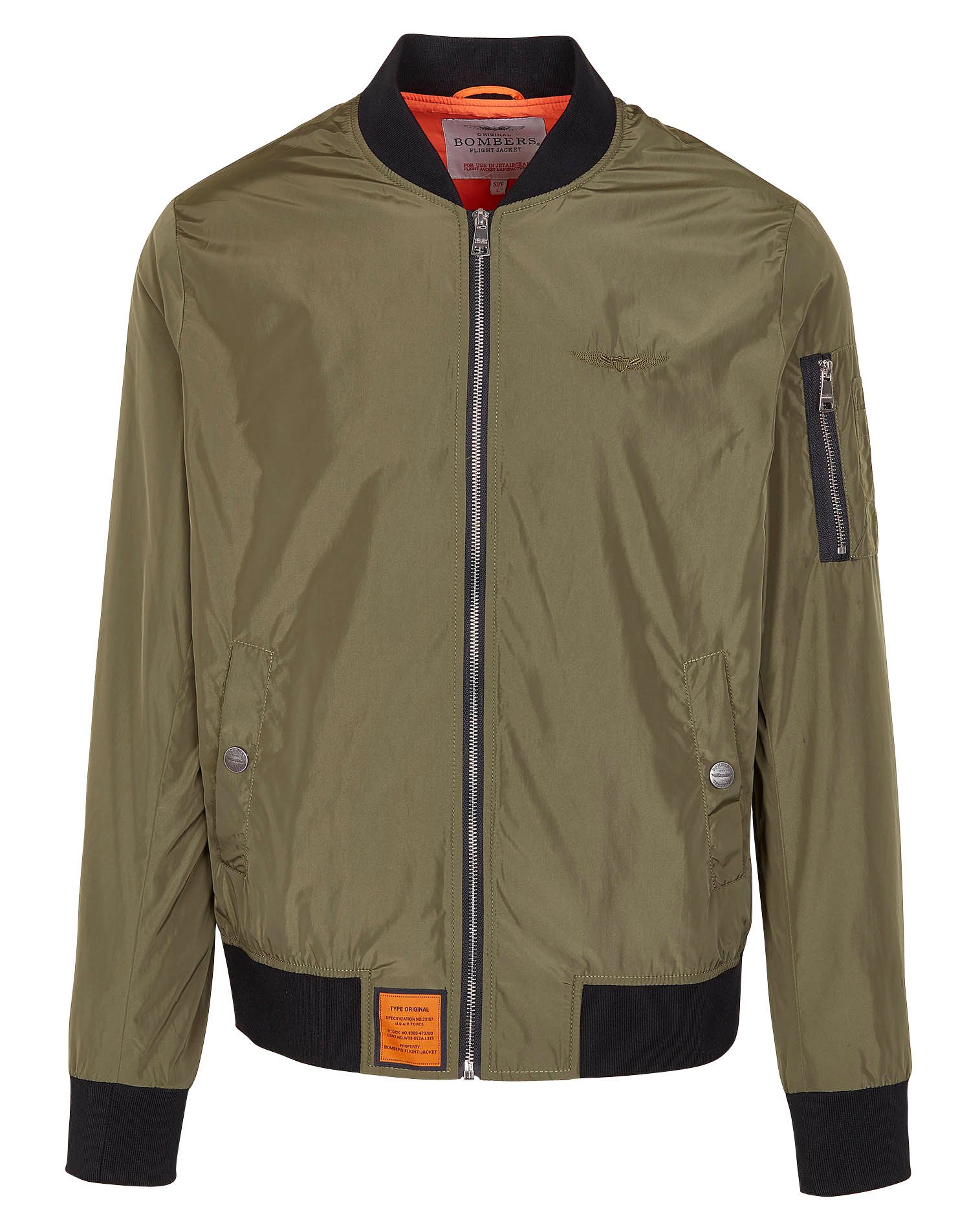 Veste zippée droite unie BOMBERS ORIGINAL Kaki