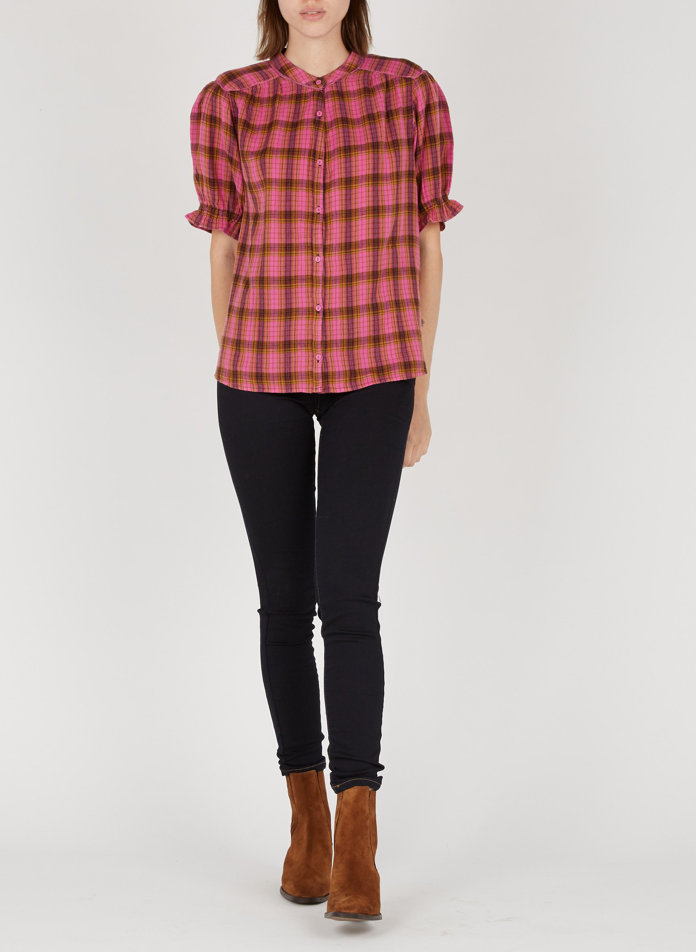 Bottines western talons mi-hauts en cuir velours JONAK Marron