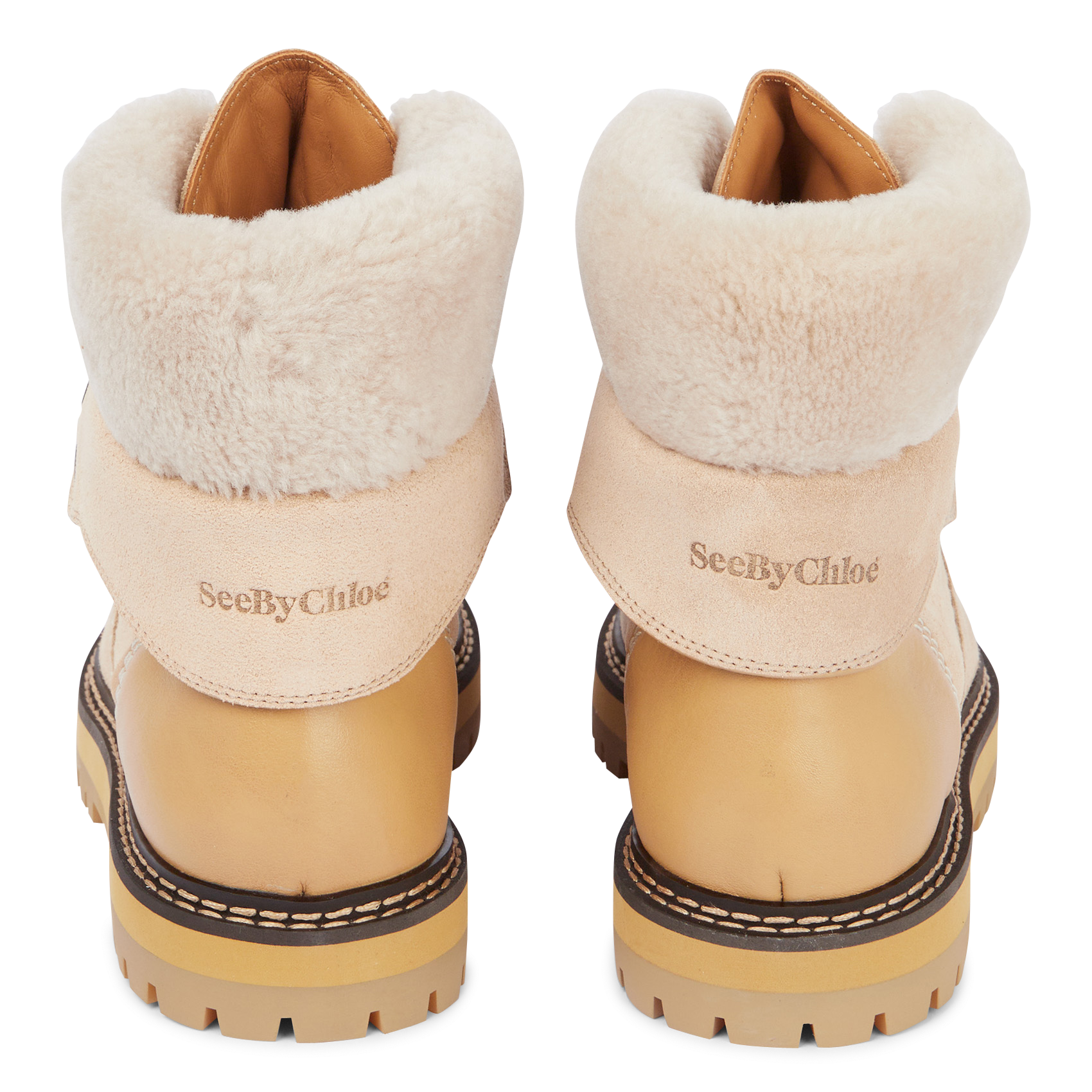 Fur-lined leather mid-calf boots SEE BY CHLOE Beige