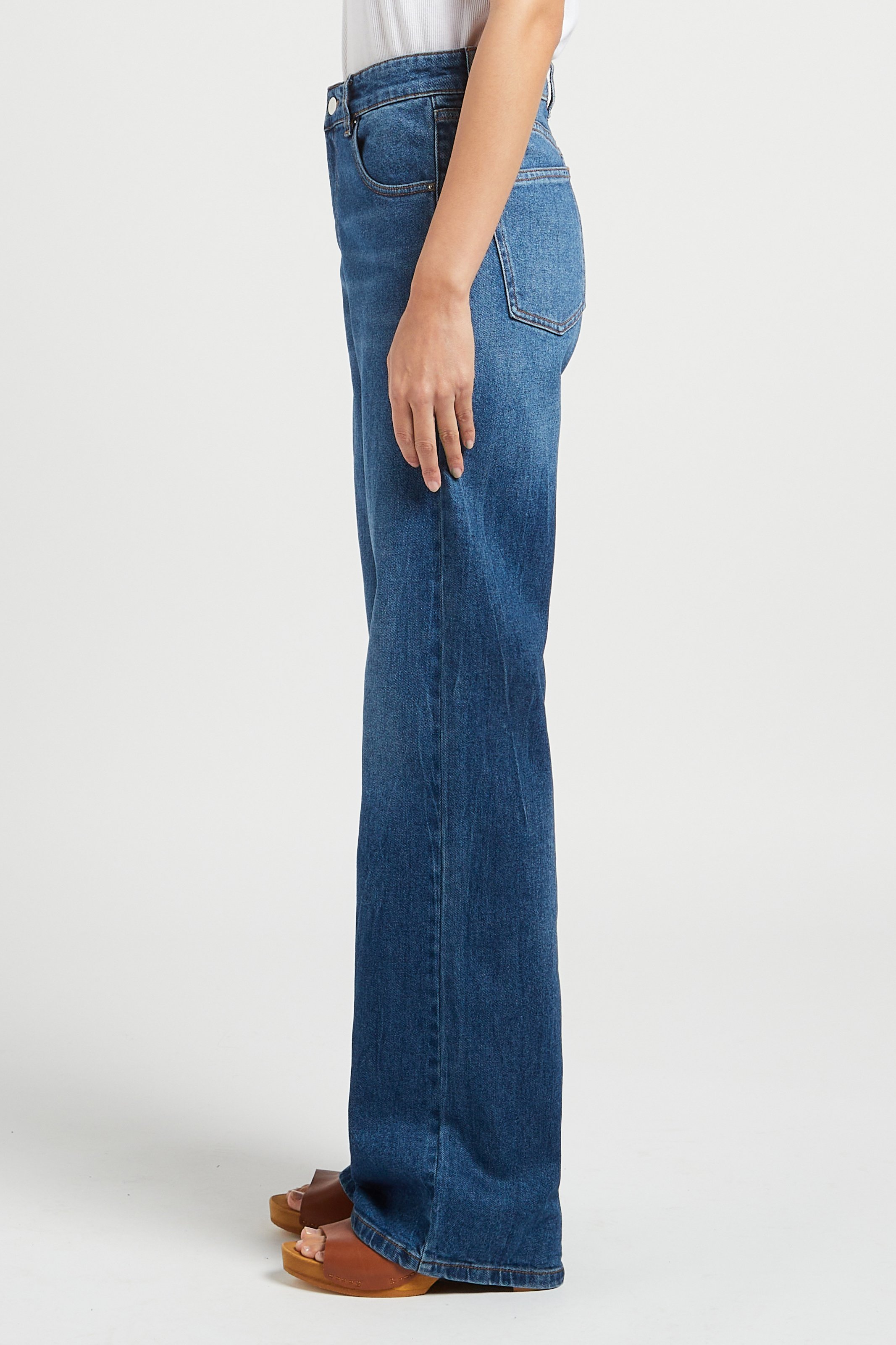 Wijde jeans van stretchkatoen met hoge taille ACQUAVERDE Blauw