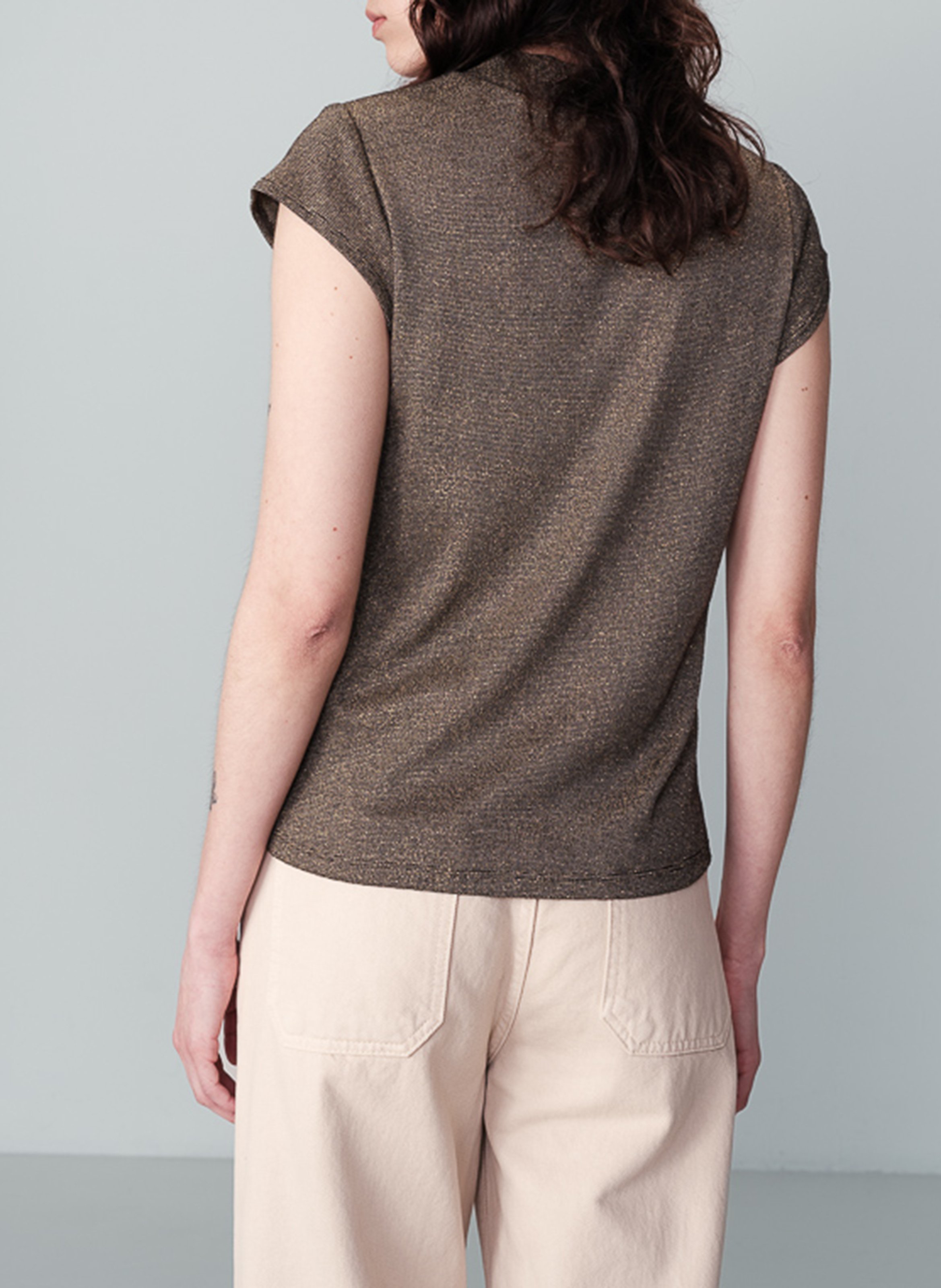 Fitted high neck sequined top GRACE ET MILA Black