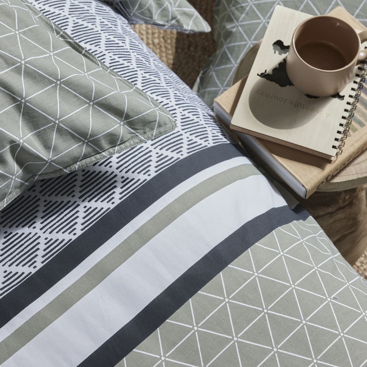 Zippered cotton printed bedding set TODAY LINGE DE MAISON Beige