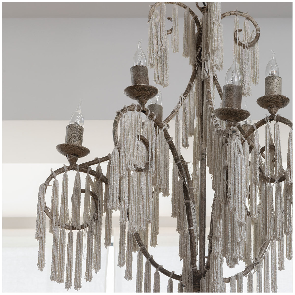 Metal and bead pendant BLANC D'IVOIRE White