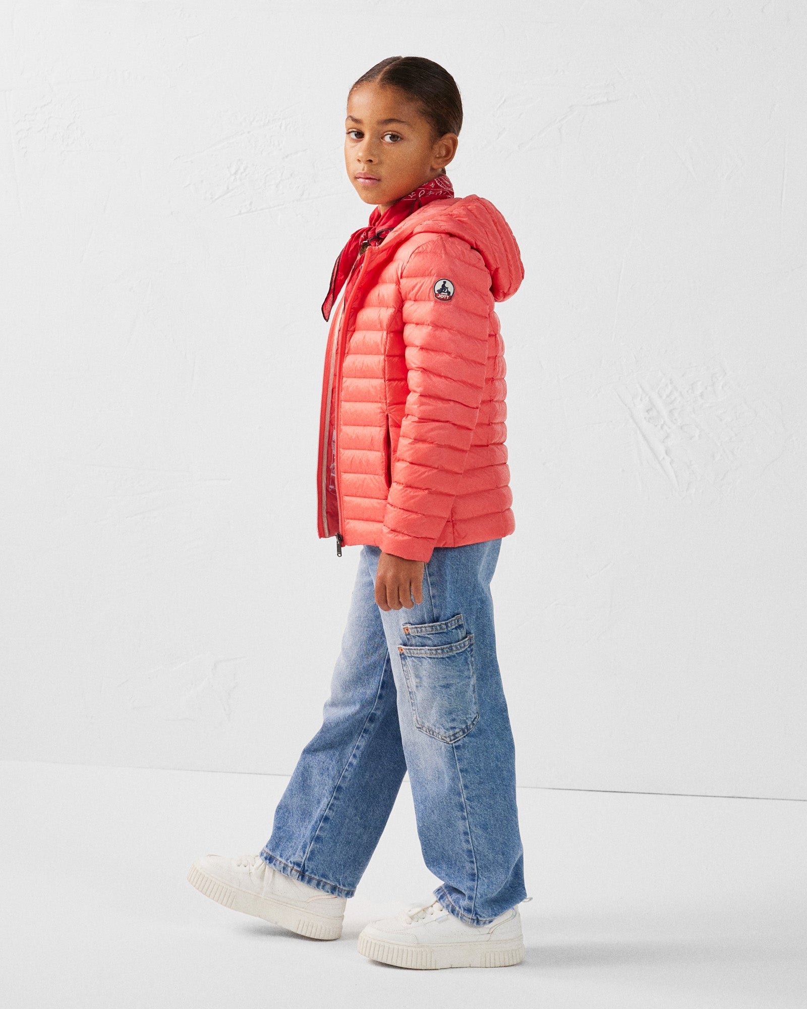 Carla lightweight hooded children's down jacket JOTT Pink