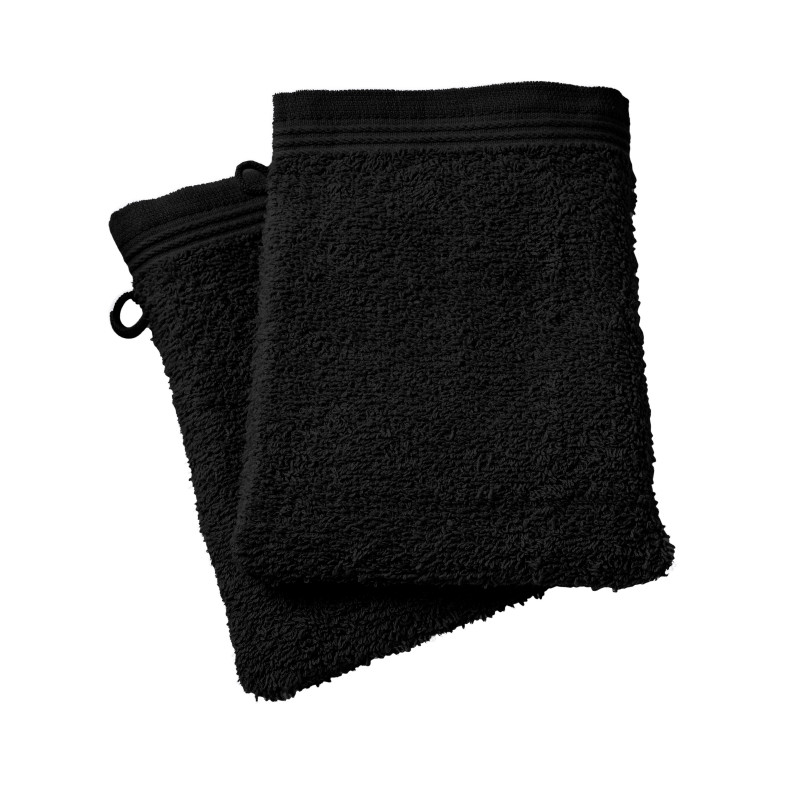 Set of 2 washcloths COTON PUR Black