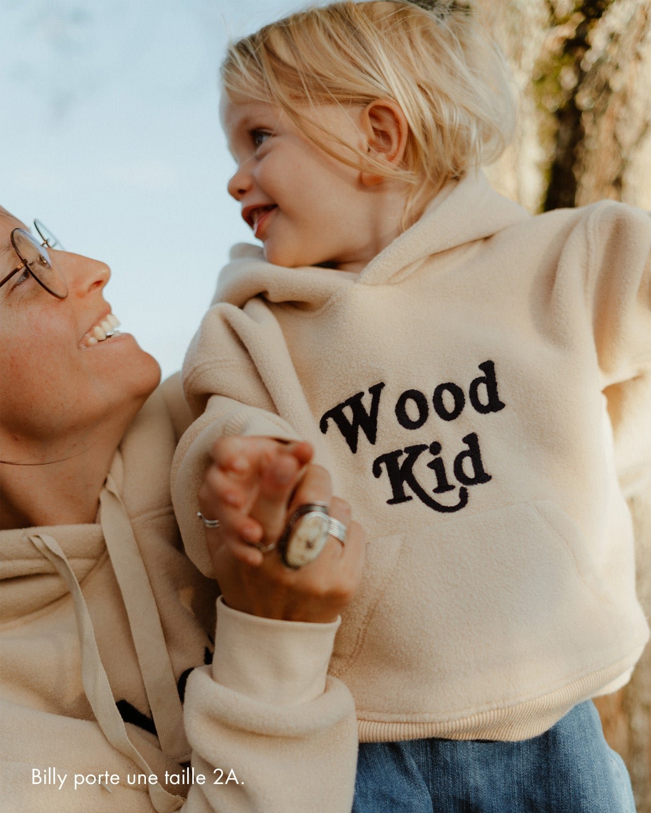 The Wood Kid recycled fleece hoodie EMOI EMOI Beige