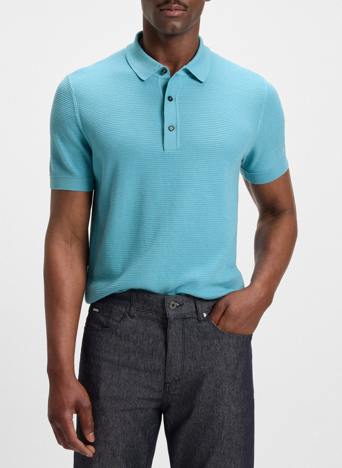 Cotton and linen polo shirt BOSS